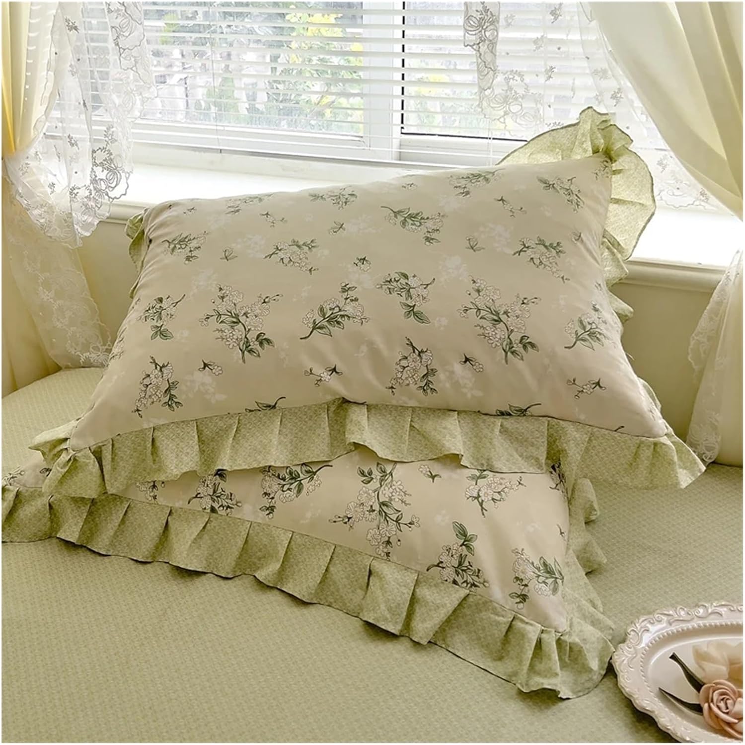 Cotton Korean Romantic Ruffles Floral Bedding Set Single Full Queen Duvet Cover Set Bed Sheet Or Fitted Sheet Pillowcases,Bed