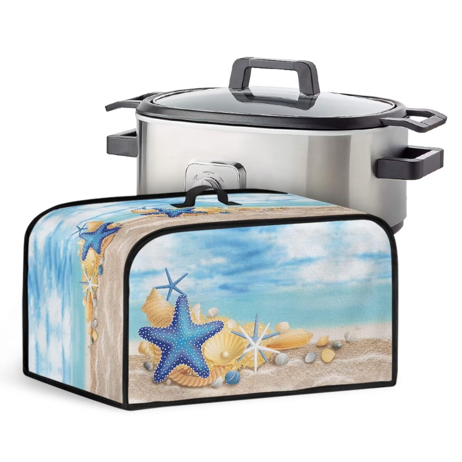 Starfish Sky Slow Cooker Cover Stain Resistant Cover with Side Pockets for Kitchen Accessories Dust Cover Fit for