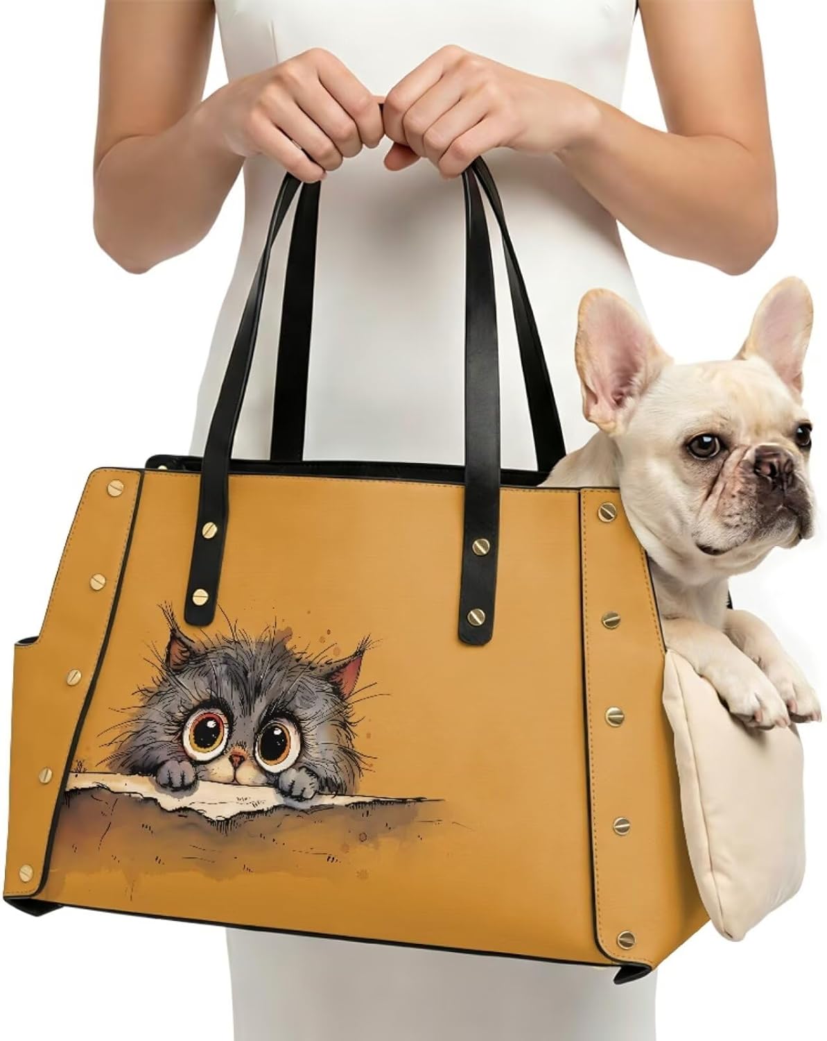 Leather Pet Carrier for Small Cats Dogs Floral Dog Soft Sided Carrier Waterproof Cat Bag Removable Cat Travel Bag for Outdoor Shopping