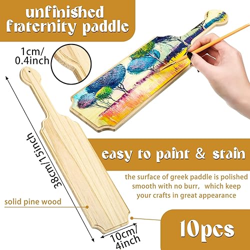 Miniatura 3 de Gerrii 10 paletas de madera sin terminar de 15 pulgadas para hermandad de mujeres griegas fraternidad maciza de pino macizo, paletas de fraternidad