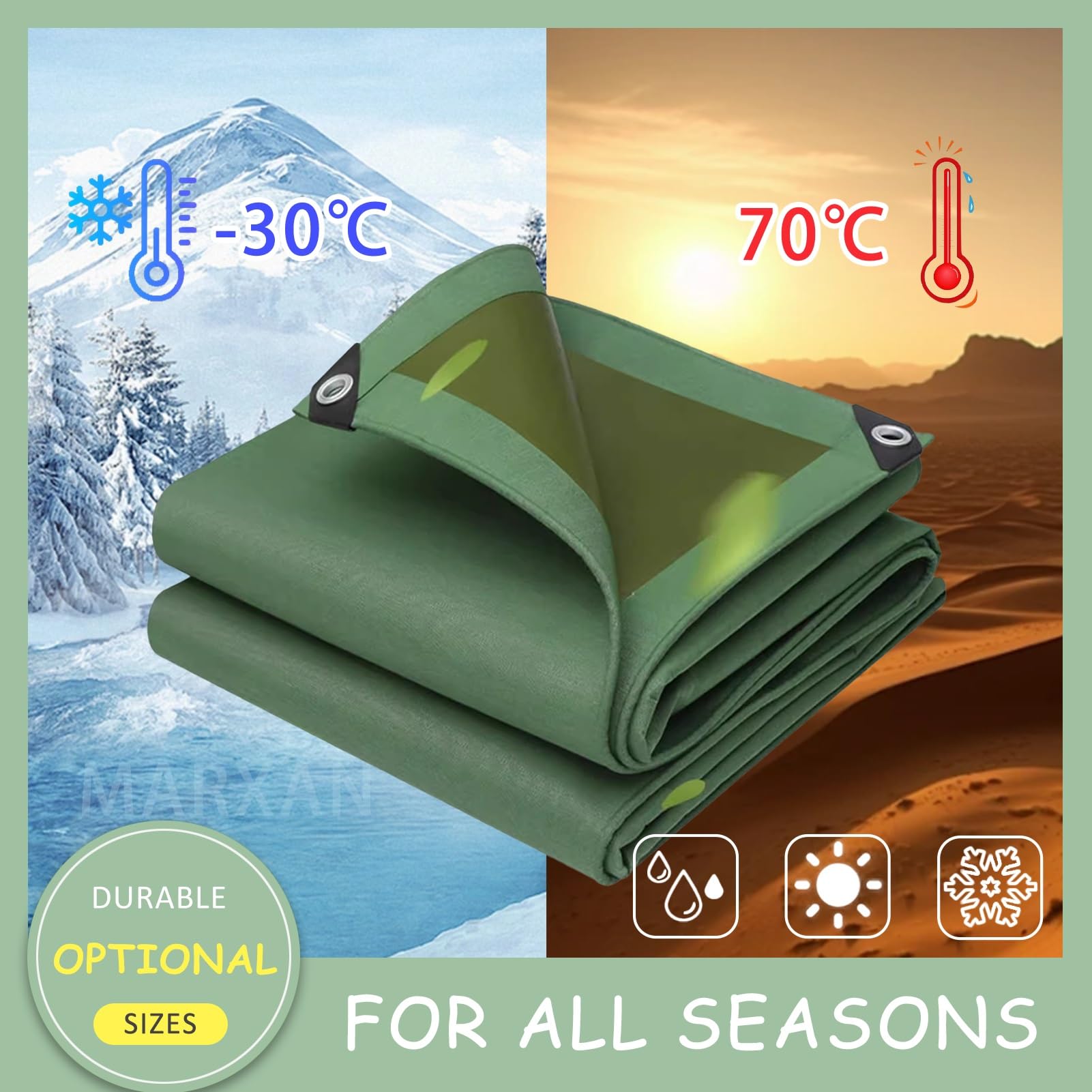 Teloni verdi 2x3m 4x6m Telo di copertura in tela cerata impermeabile Tenda per tettoia resistente, Telo di fondo pieghevole Telo multiuso per catasta di legna da campeggio, barca per auto, tela(2x2m)