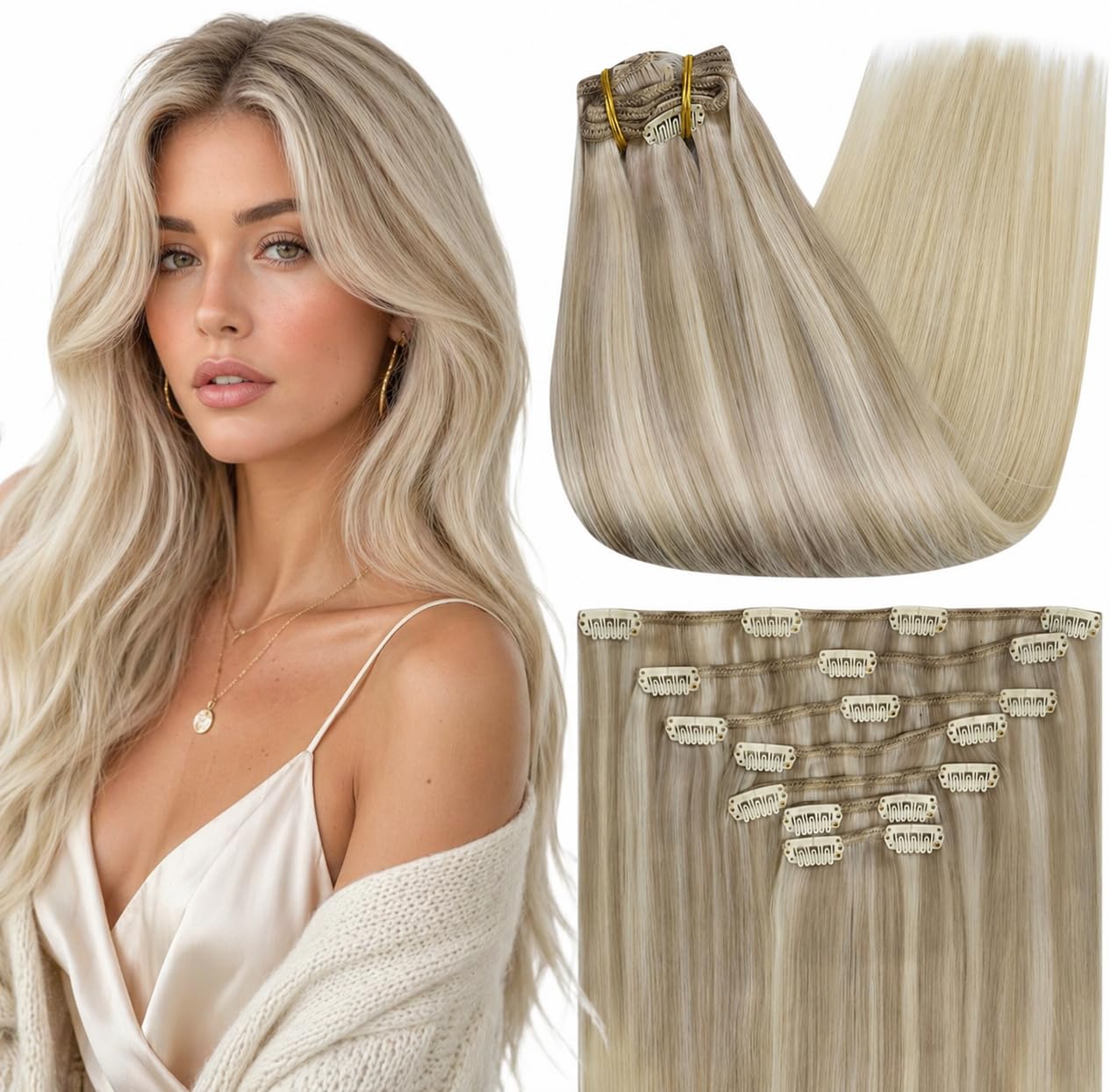 Fshine Clip in Hair Extensions Human Hair, 1B Natural Black, 10 Inch, 95G, 7 Pcs, Double Weft Real Remy Brazilian Hair, Add Volume for Bob Hair, Thick Asian Hair, Short Hair Topper, Easy Clip Glueless — view 26
