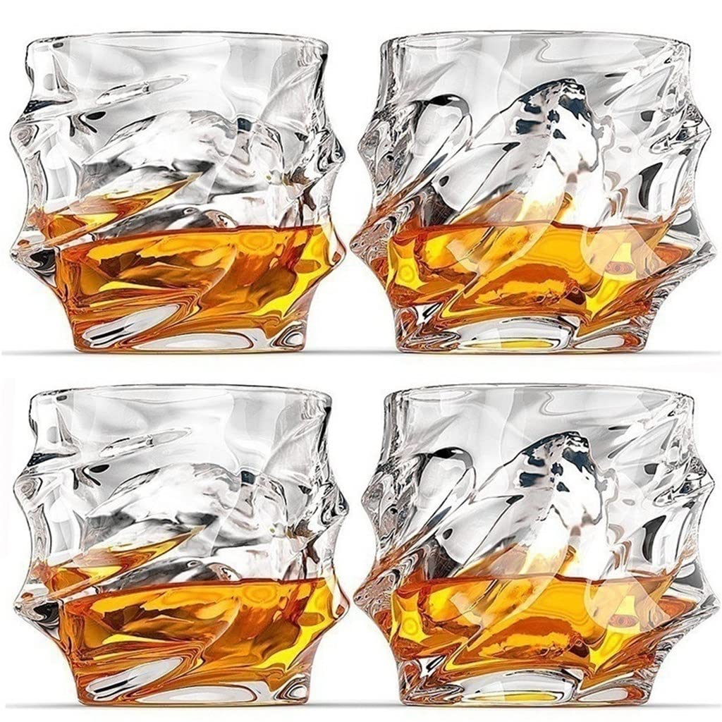 Set di 4 bicchieri da whisky in cristallo trasparente per bicchiere da birra per whisky, bicchiere da vino, 320 ml (A 320 ml)