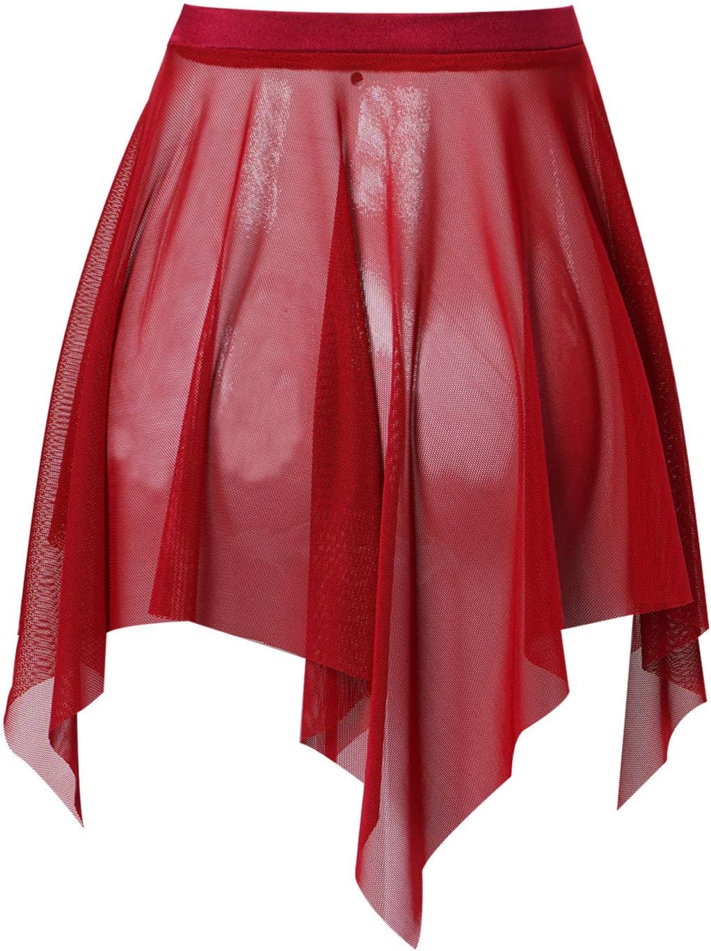 FEESHOW Irregular Pull on Ballet Dance Sheer Mesh Skirt for Girls Kids Circular Skate Over Scarf Pleated Skirt