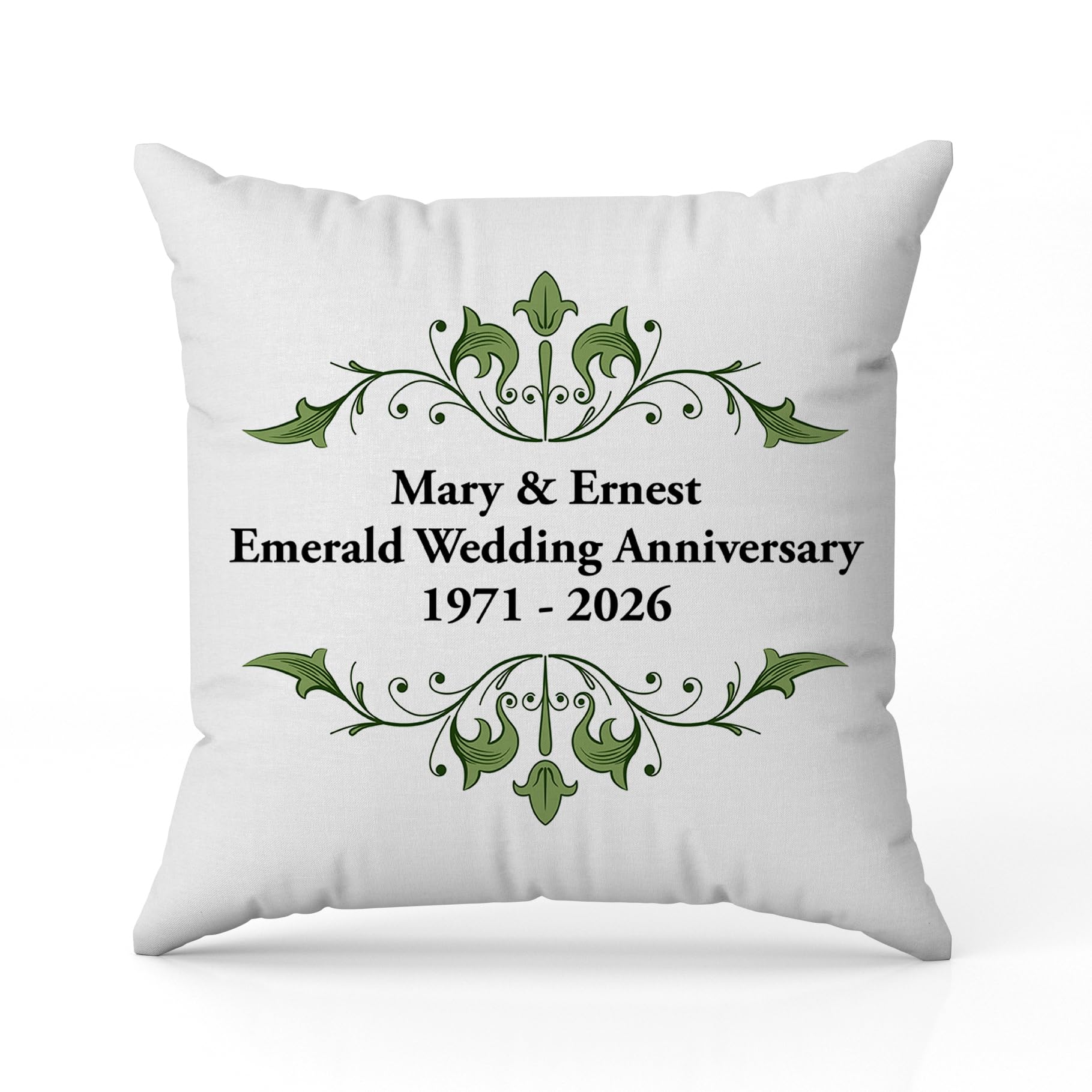 The Gift Experience Personalised Emerald Anniversary Pillow Cushion With Insert, Home Decor, Personalised Gift, Home Gifts