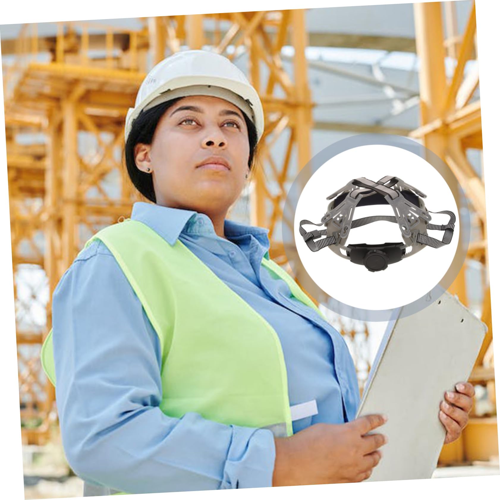 NUOBESTY Fodera Del Casco Sospensione Cappello Di Sicurezza Casco Da Costruzione Fodera Per Elmetto Difficile Elmetto Protettivo Con Cinturino Sottogola Grey Tessuto
