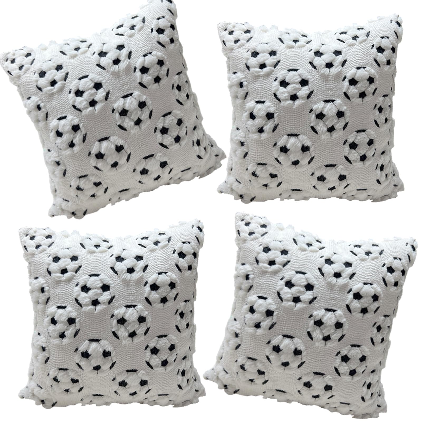 Pyasuye Washable Soccer Ball Pattern Quilted Throw Pillow Cover with PVC Flocking Texture and Sturdy Edges Machine Washable Couch Pillow Cover