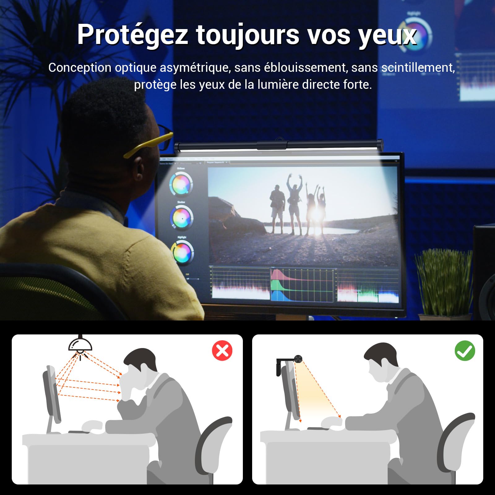 LED Lampe Écran PC, USB Monitor Light Bar avec Contrôle Tactile, 5 Luminosité et Température de Couleur Réglable, Soins Oculaires Pour Bureau Gaming Lecture Maison Cadeau Pratique Réfléchie
