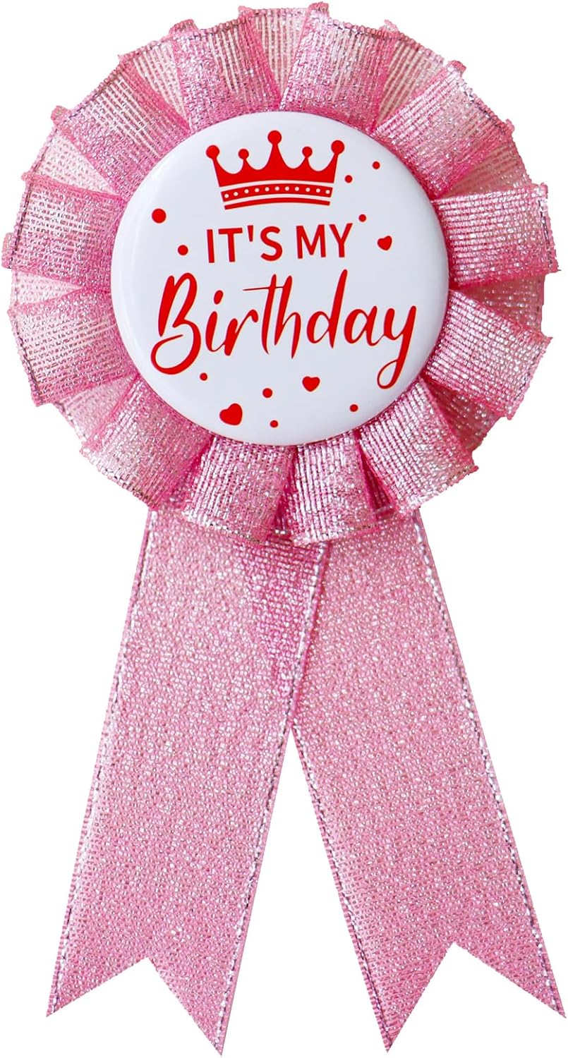 Happy Birthday Brooch Pin - Satin Fabric Rosette Badge For Party Decor - View #6