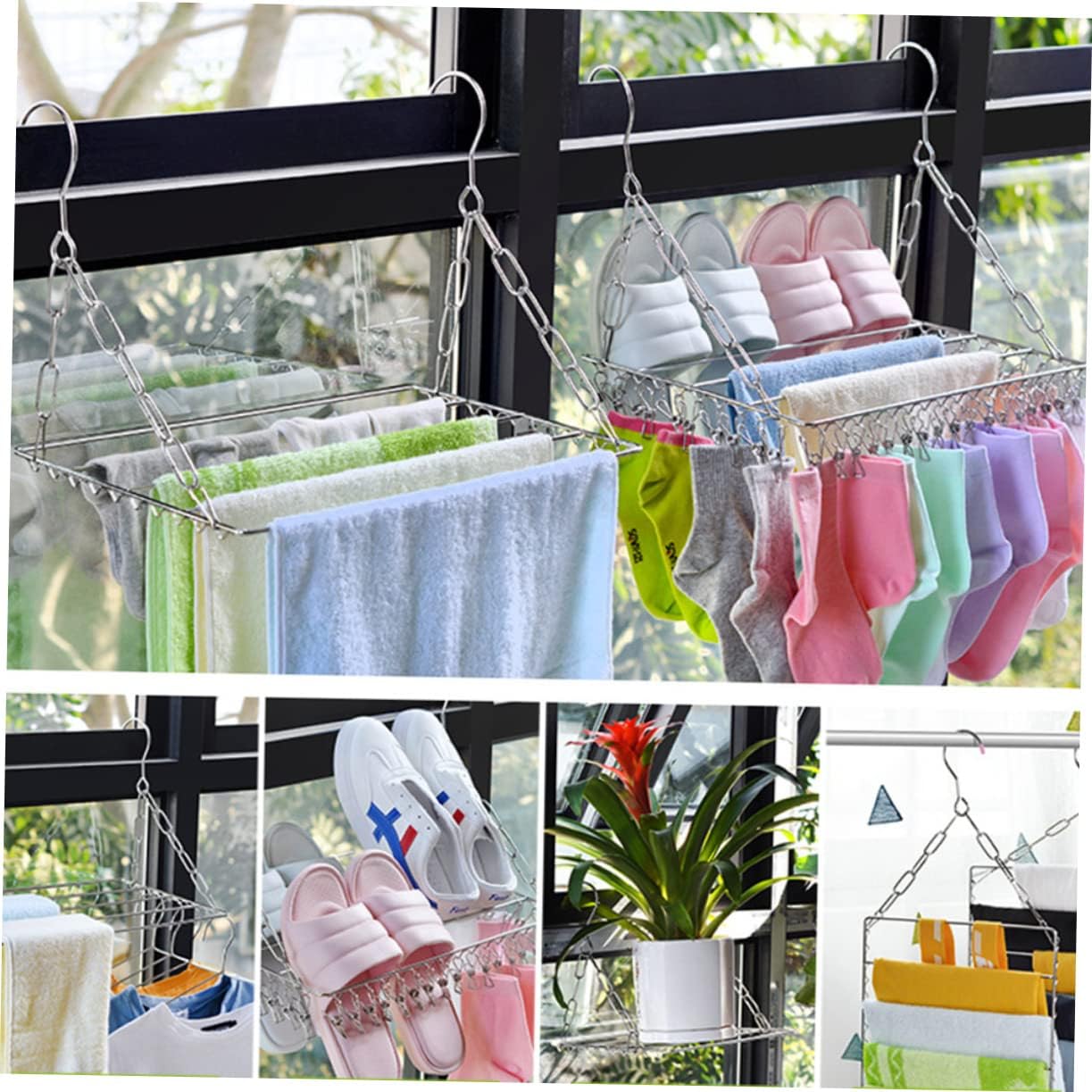 Stainless Steel Multifunctional Clothes Drying Rack for Balcony and Laundry Adjustable Socks and Pants Hanger with Fall Design Suitable for Indoor and Outdoor Use