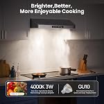 VIKIO HOME Under Cabinet Range Hood 30 Inch, 980CFM Fast Venting Ducted, Kitchen Hood With 3 Speed Gesture Sensing & Touch Control, Stainless Steel Stove Vent Hood With LED Light And 2 Baffle Filters