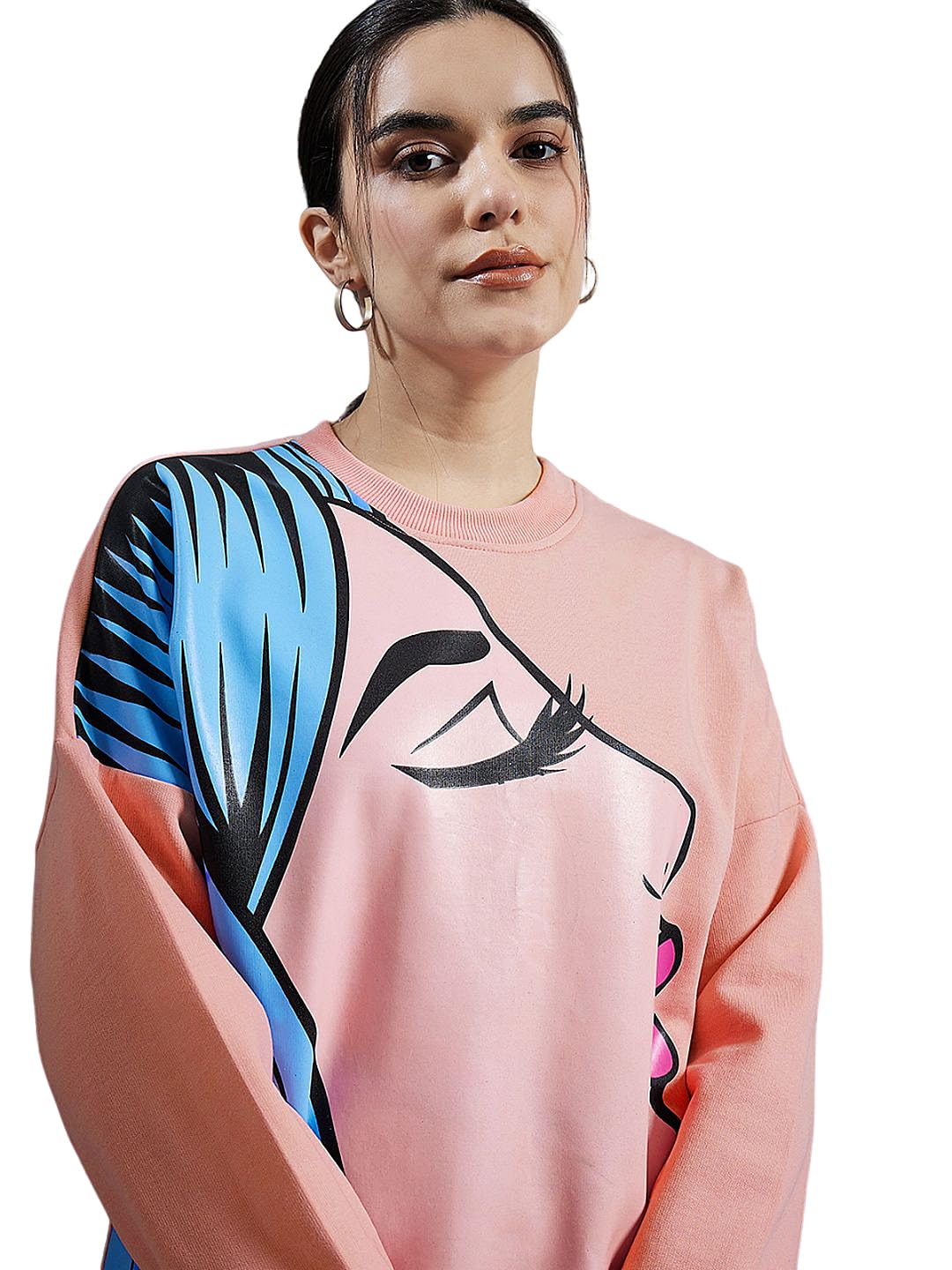 athena lifestyle Women and Girls Fleece Regular fit Long Sleeves Round Neck Printed Knitted Smart Casual Sweatshirt-picture-21