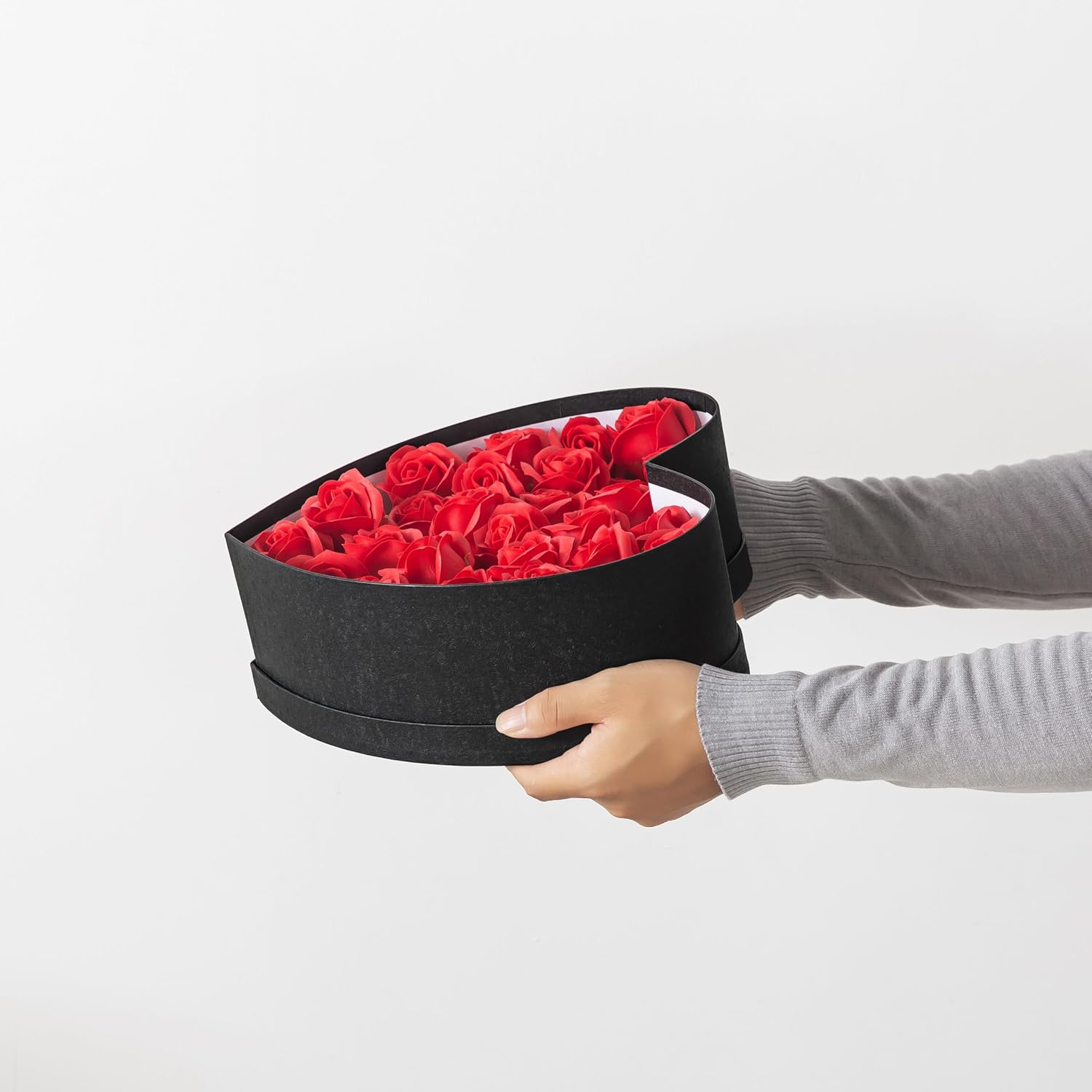 Soul & Lane Heart Shaped Gift Boxes: Set of 3 Empty Paper Mache Boxes with Lids for Flowers, Gifts, Chocolate Strawberries & Special Occasions, Cardboard Black Heart Shaped Box for Arrangements - Image 6