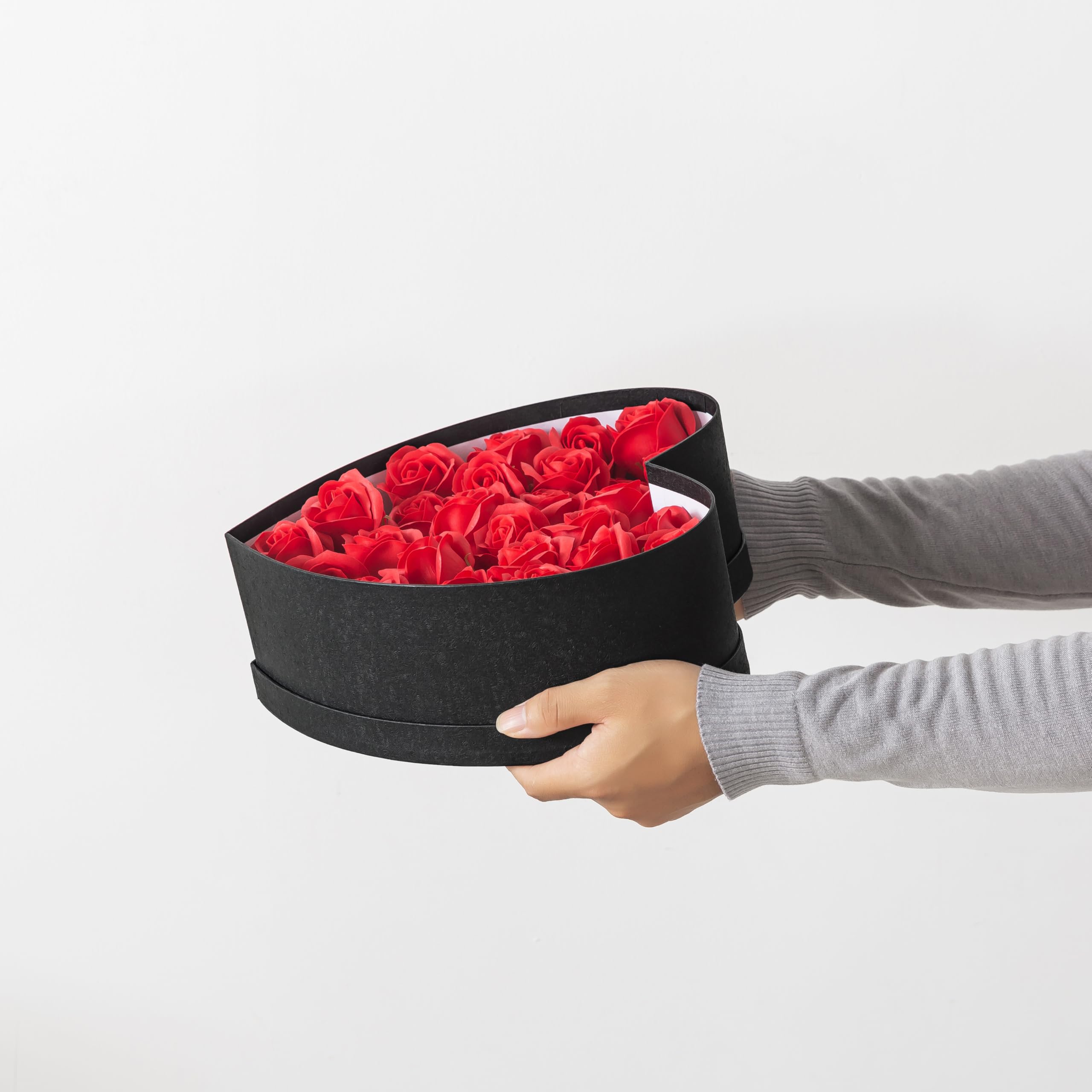 Soul & Lane Scatole regalo a forma di cuore: set di 3 scatole vuote in cartapesta con coperchio per fiori, regali, fragole di cioccolato e occasioni speciali, scatole di cartone nero a forma di cuore
