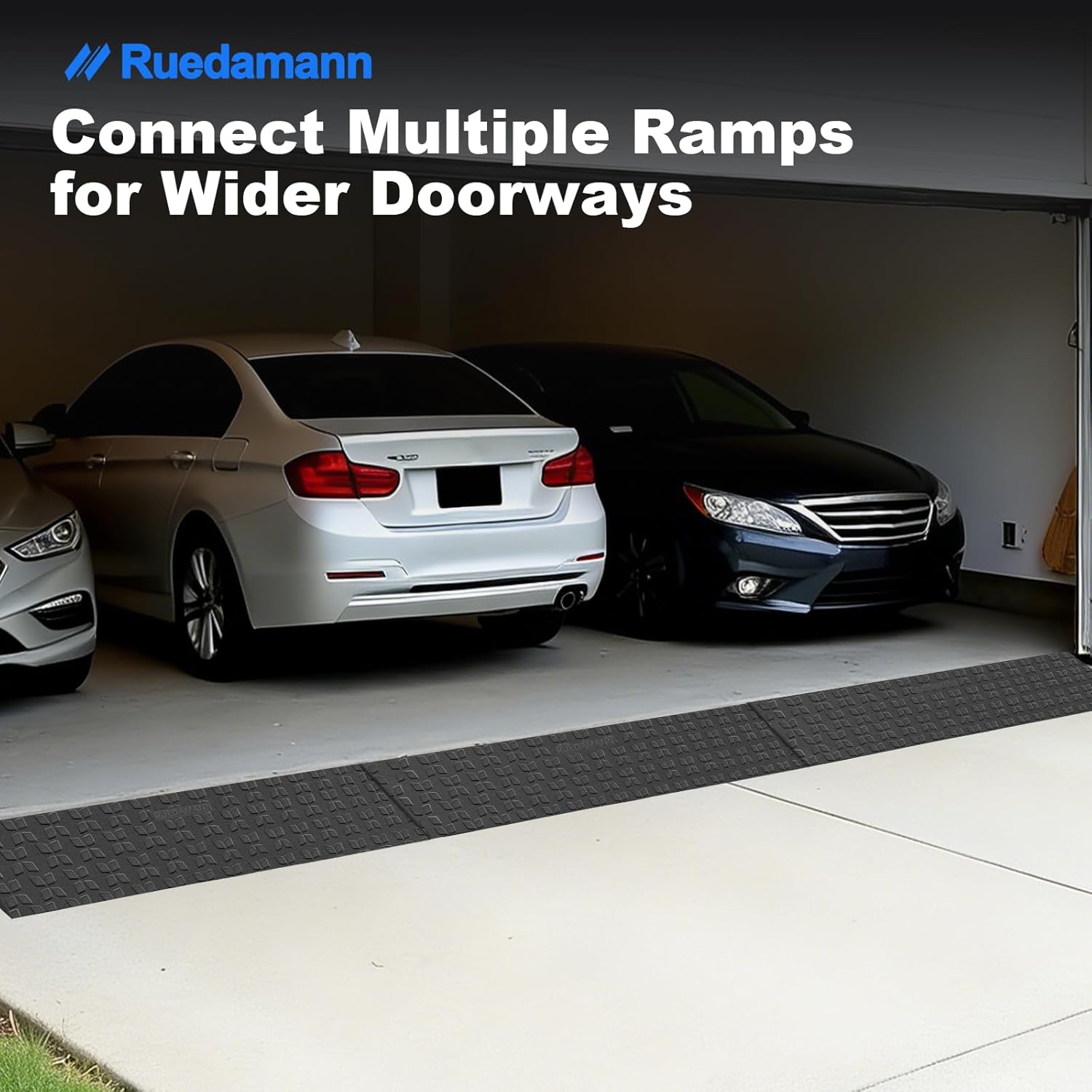 Ruedamann 1.8" Rise Threshold Ramps for Doorways, Sturdy Rubber Threshold Ramp, Non-Slip Ramp for Wheelchair for Home, Adjustable and Cuttable for Wheelchairs, Scooters, Sweepers, Curbs