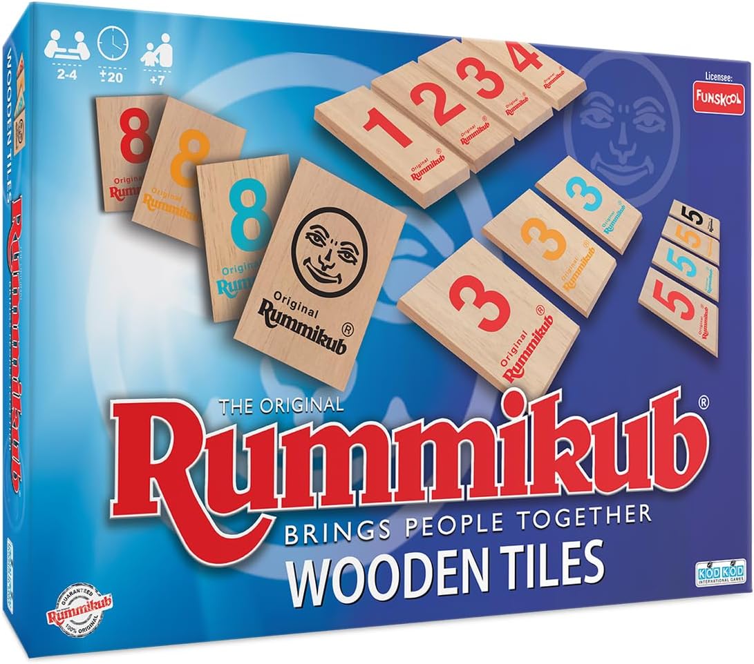 - Games Rummikub Wooden Tiles, 2-4 Players, Strategy Game for Kids and Adults, Fun Family Game, Ages: 7 Years+