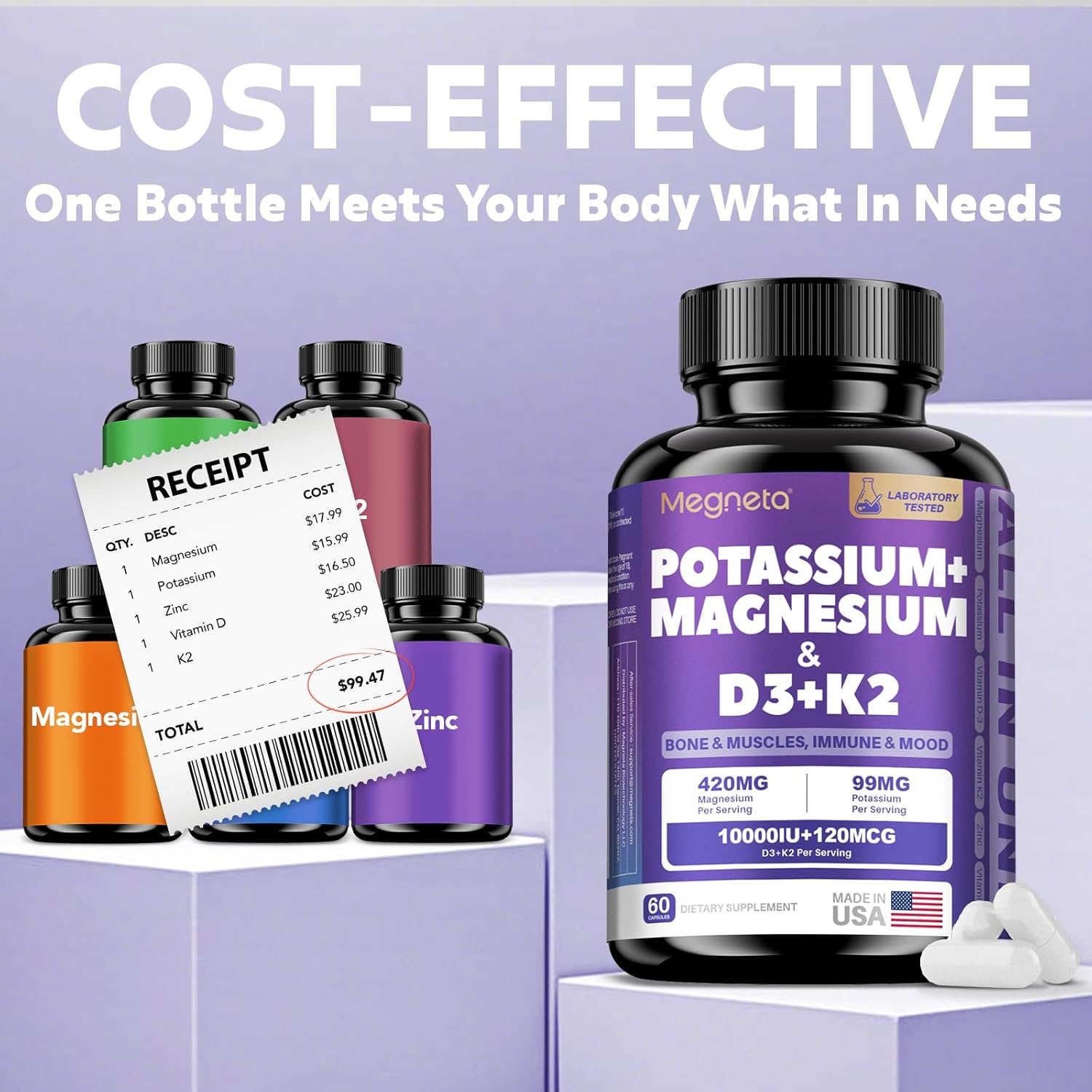 High-Potency Vitamin D3 10000IU K2 (MK-7) Potassium Magnesium Supplement - Advanced Synergistic Complex for Bone, Immune Health, Mood Balance & Energy Support - Image 5