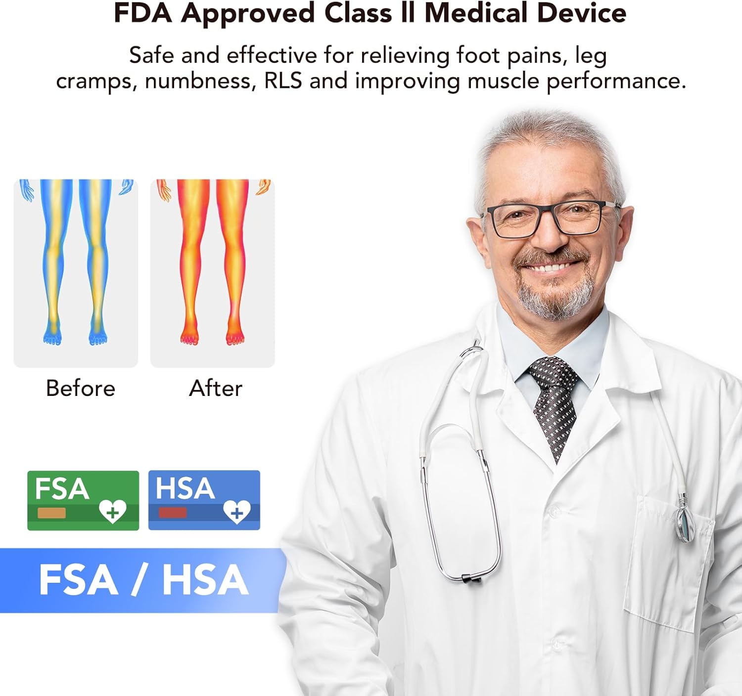 Foot Massager for Neuropathy, TENS & EMS Foot Circulation Stimulator for Pain Relief, 10 Modes and 20 Intensities, Relieve Swelling, Cramps, RLS & Plantar Fasciitis - Gifts for Mom Dad - Image 5