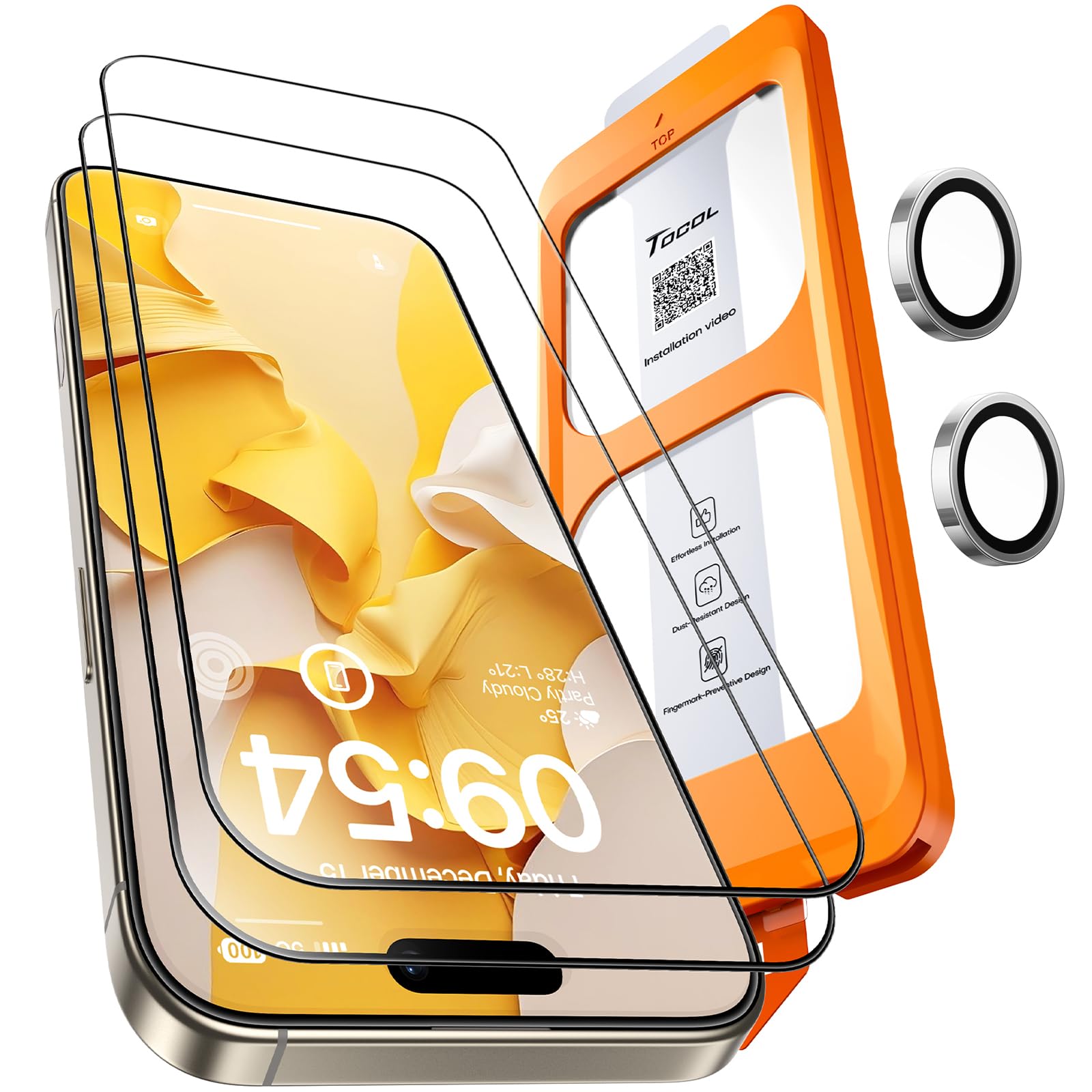 TOCOL Panzerfolie mit Kameraschutz für iPhone Serie