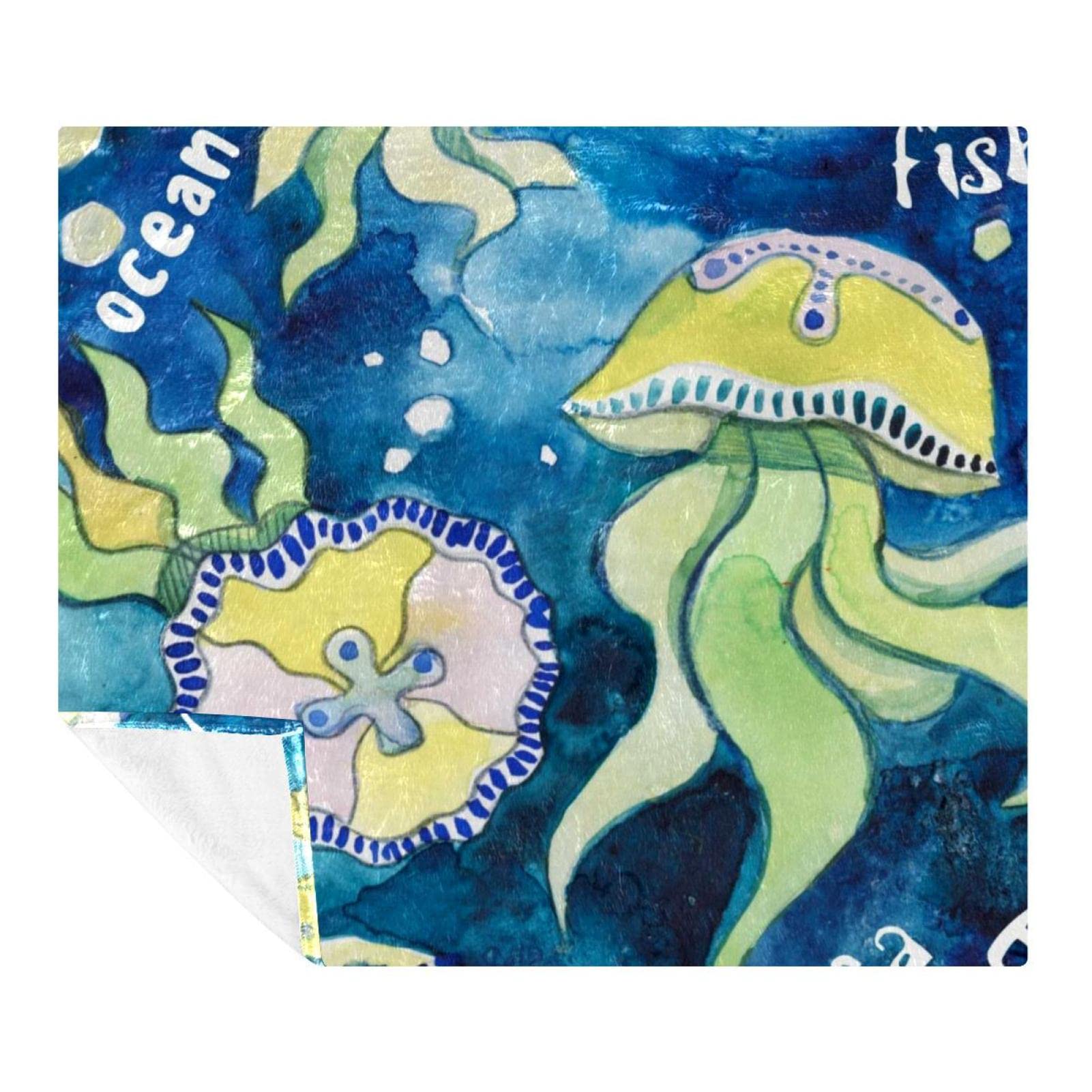 Couverture douce et légère microfibre plaid lit Underwater Life 150x200