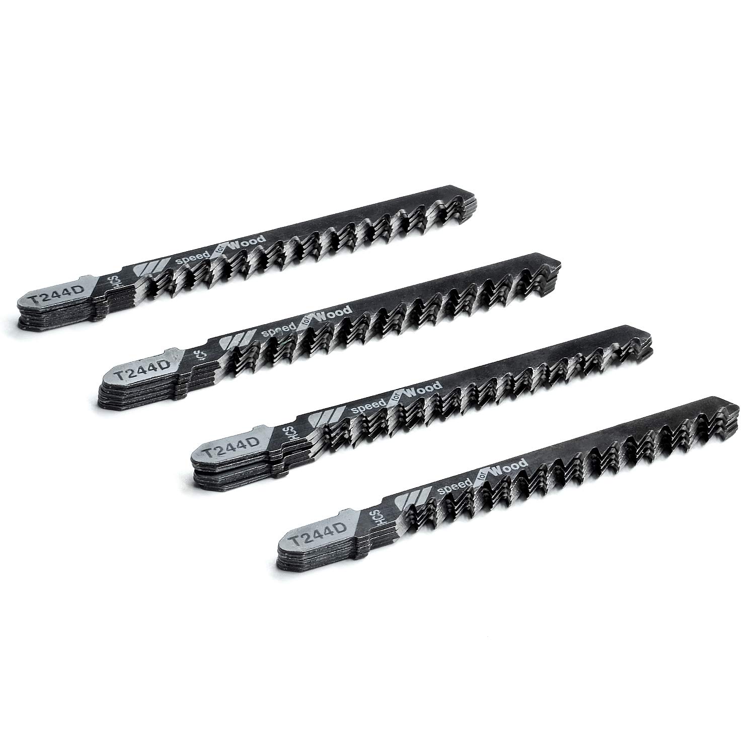 TAROSE 20-Piece T244D 4 Inch 6 TPI Assorted T-Shank Jig Saw Blades Set for Speed Cutting Wood, Scroll Cutting Wood