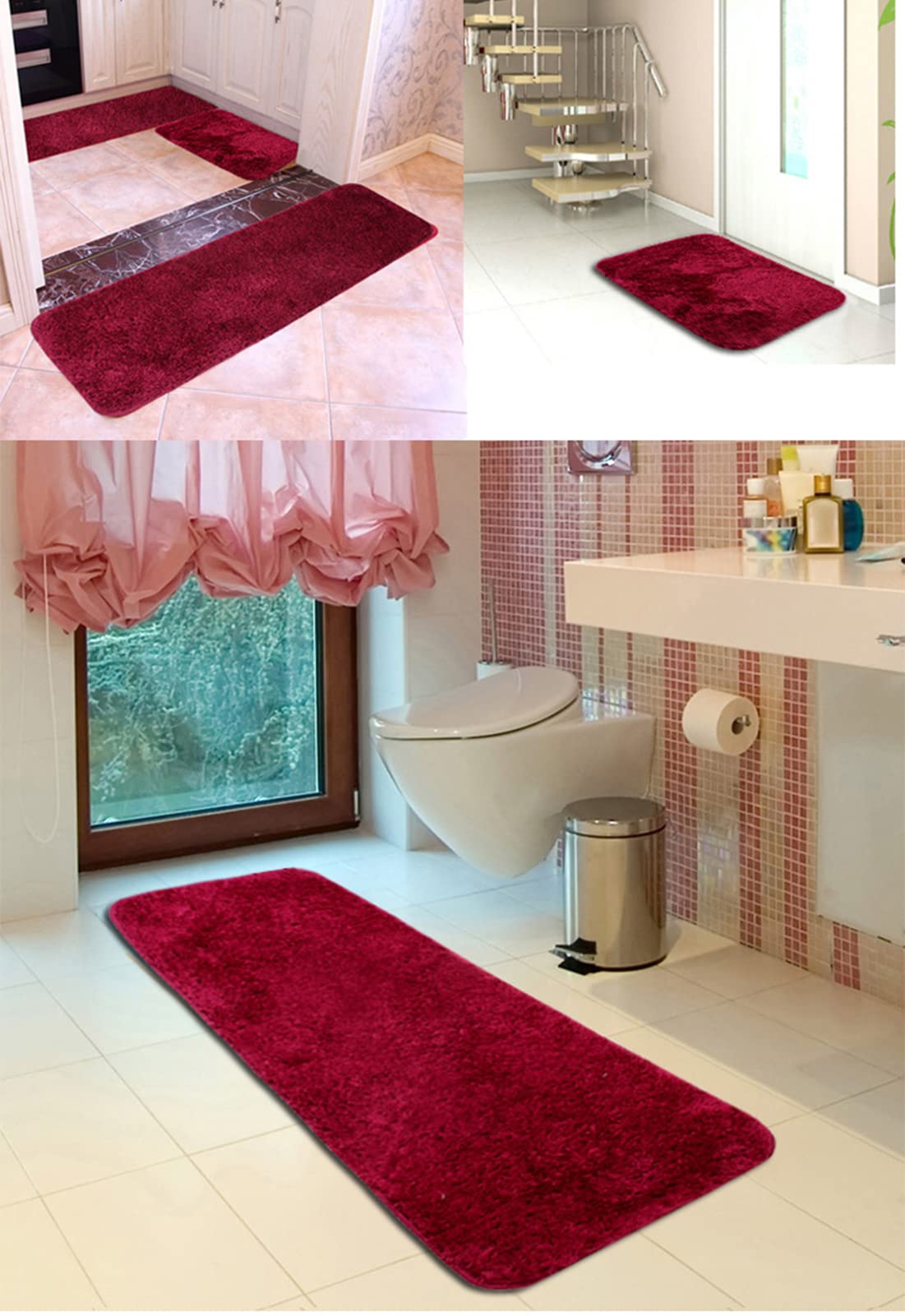 Teppich Läufer Shaggy Hochflor Langflor Flurteppich Einfarbig rutschfest für Innen Schlafzimmer Küche Grau 40 x 120 cm