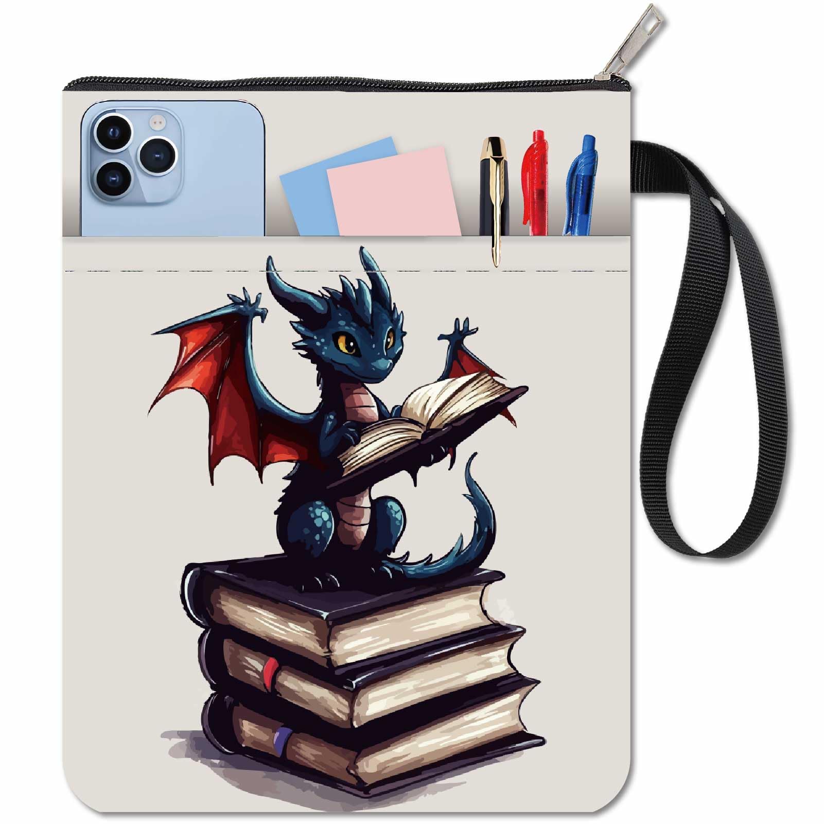 Dragon Book Sleeve Book Covers Book Protector for Paperbacks Washable Fabric Cloth Book Cover with Zipper and Extra Sleeve Pocket for Book Lovers Classmate Gifts