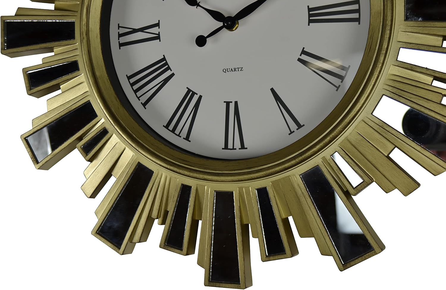 Gold and Mirror Starburst Wall Clock with Quartz Movement