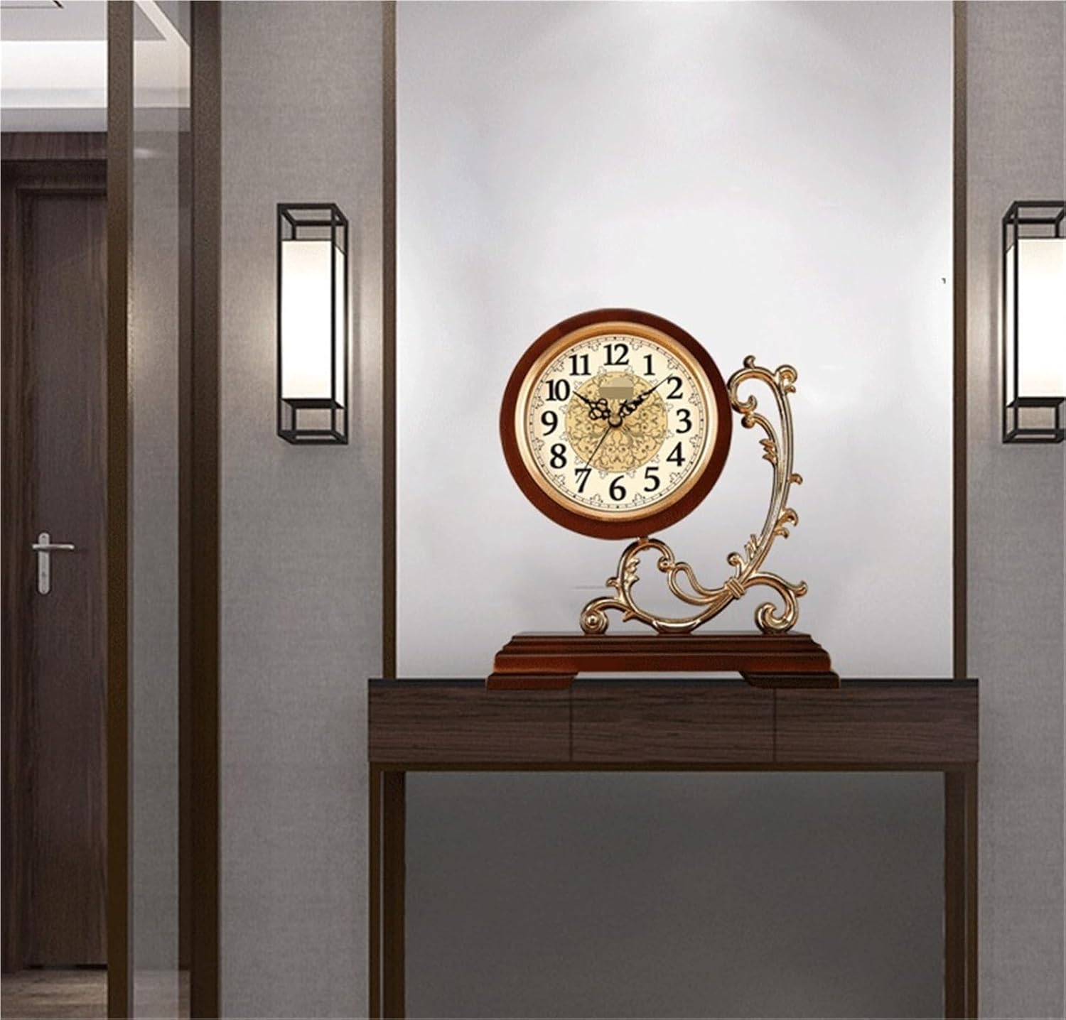 Mantel Clock Retro Desk Clock Silent Table Copper Plating Home Ornaments for Bedside Decoration Living Room Decorative