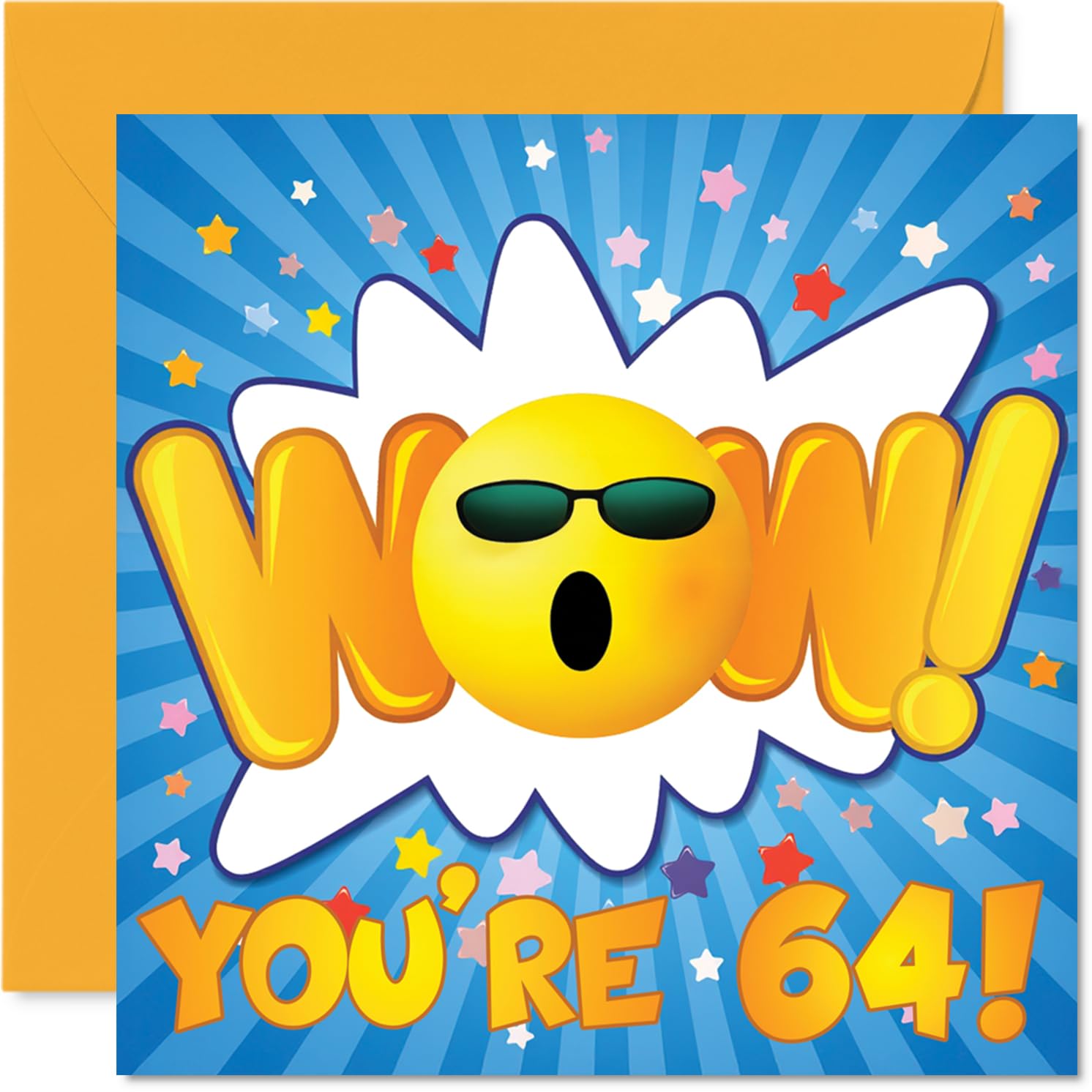 64th Birthday Cards for Men Women - WOW - Happy Birthday Card for 64 Year Old Man Woman Cousin Nanny Grandma Uncle, 145mm Bday Greeting Cards