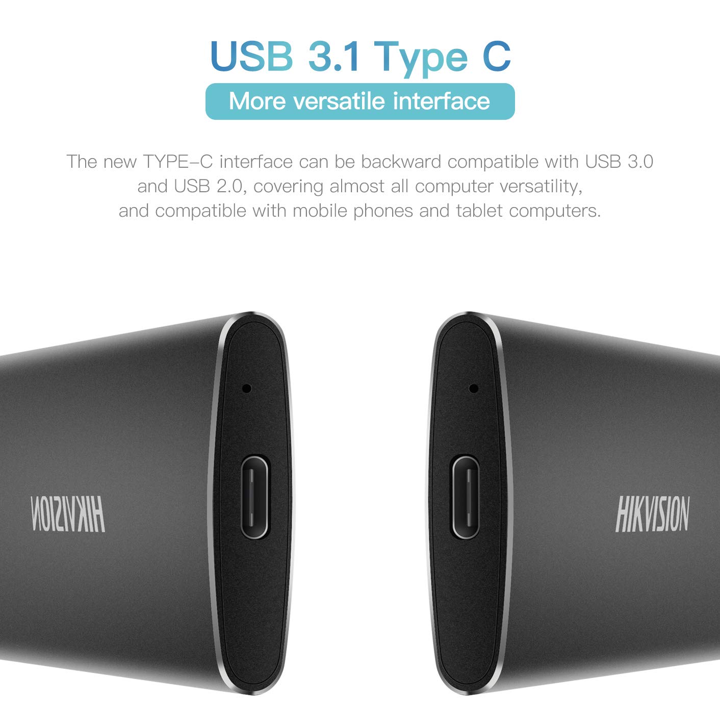 HIKVISION 1TB Ultra Slim External Portable SSD T200N, USB 3.1 Gen