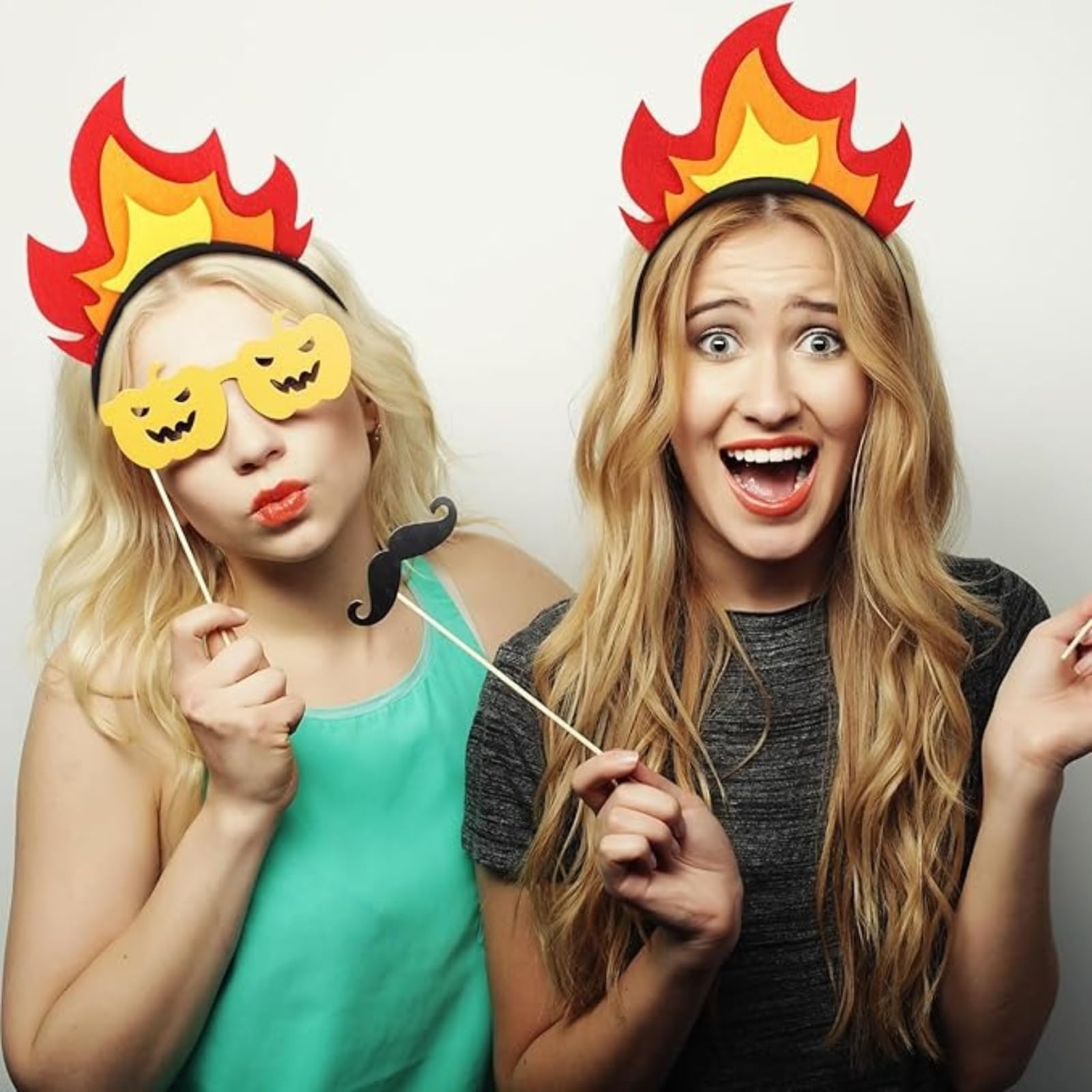 WANGHONGGOGO 2-piece Red Flame Headband, fun flame hair accessory, suitable for adults flame-effect clothing accessory - Image 3