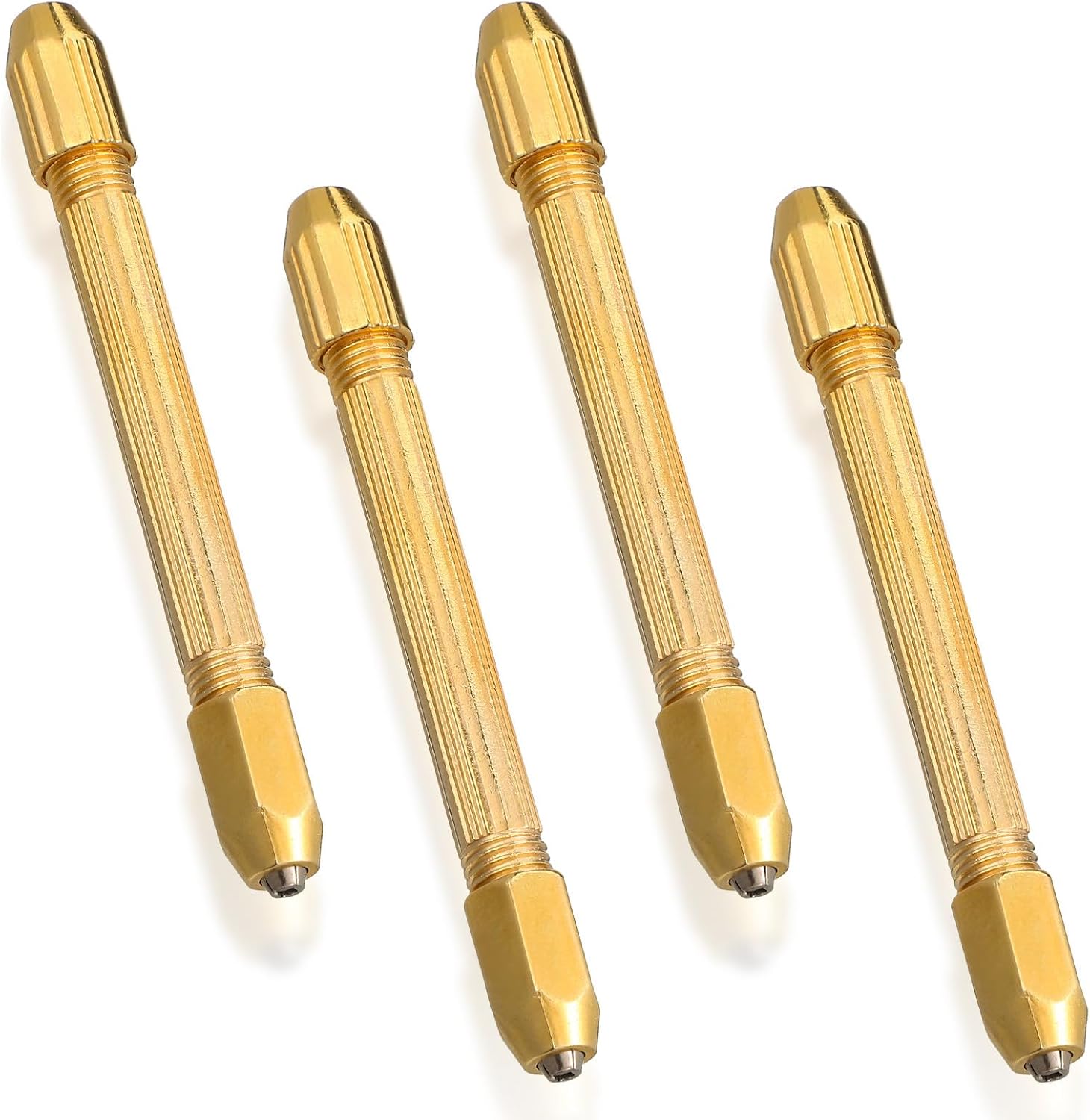 4pcs Mini Pin Vise Hand Drill Set with Copper-plated Square round Heads, Accurate and Efficient Metal Tools for Watch Repair and DIY Sculpture Craft