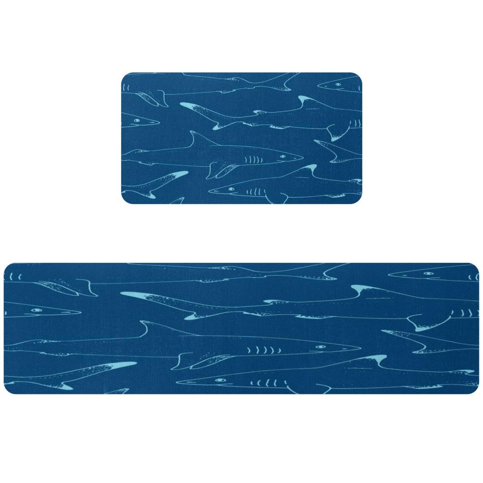 Tapis de cuisine pour couloir et buanderie motif requin lot de 2