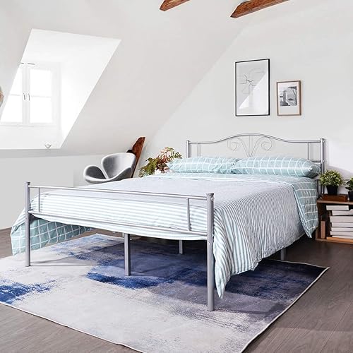 Miniatura 10 de Base de cama de metal resistente tamaño individual, base de colchón de acero, con revestimiento negro, cabecero retro para cama individual, no Negro