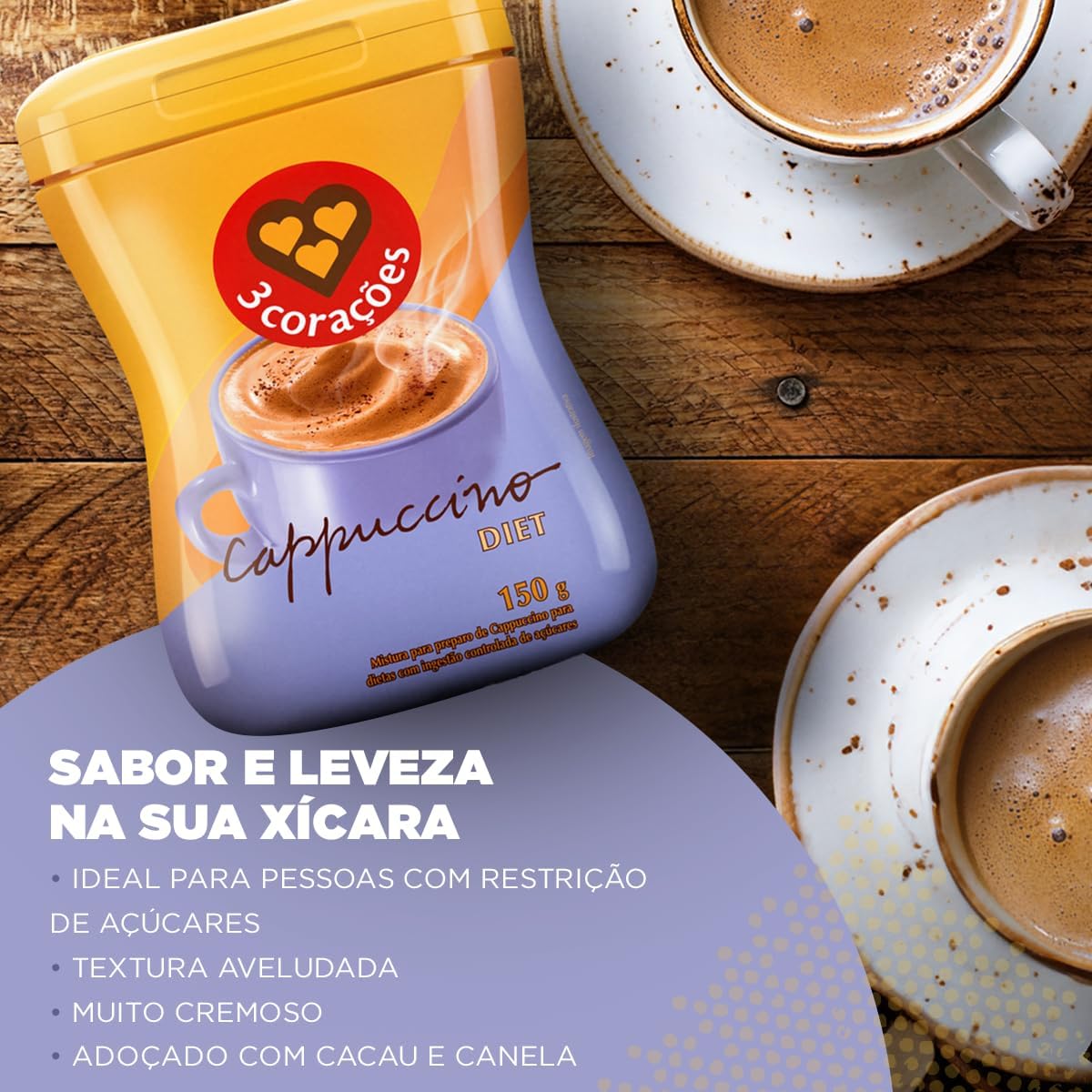 3 Corações Cappuccino Diet, 150g