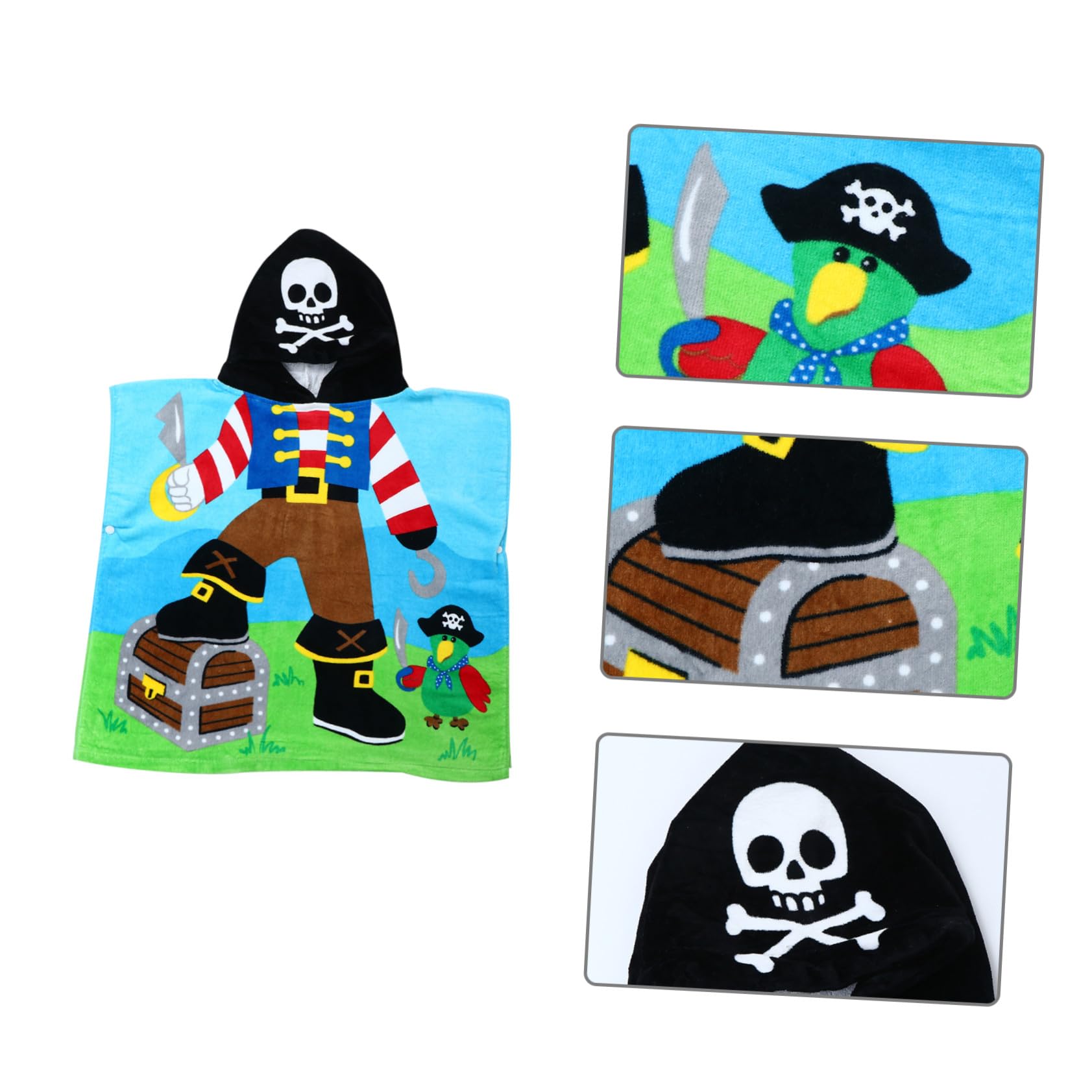 GANAZONO Kinderbademantel mit Kapuze, 1 Stück, Baumwolle, Piratenmotiv