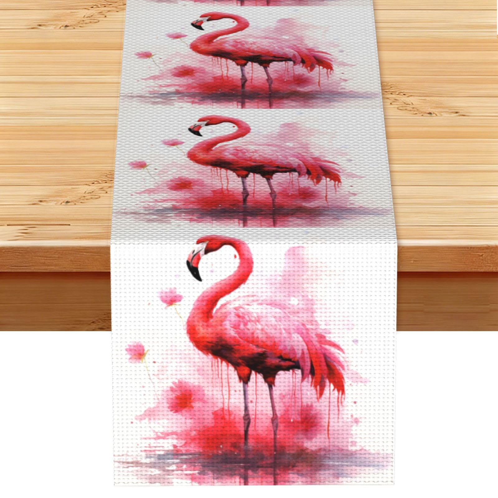 Flamingo Watercolor Table Runner 13x72 Inch Cotton Linen Table Linen Washable Farmhouse Tablecloth Modern Abstract Art Kitchen Dinning Table Decoration for Home Party Decor