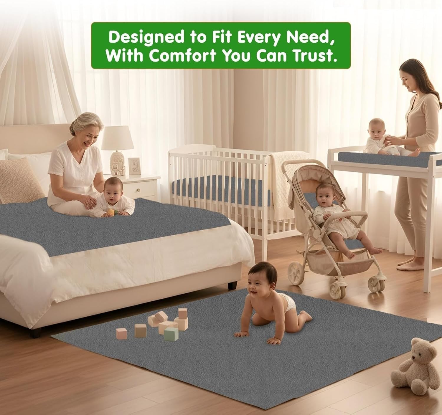 Anti-Piling Fleece Extra Absorbent Instant Dry Sheet for Baby, Baby Bed Protector, Waterproof Sheet, Medium Size 100 x 70cm, Pack of 3, Dark Blue, Plum & Voilet