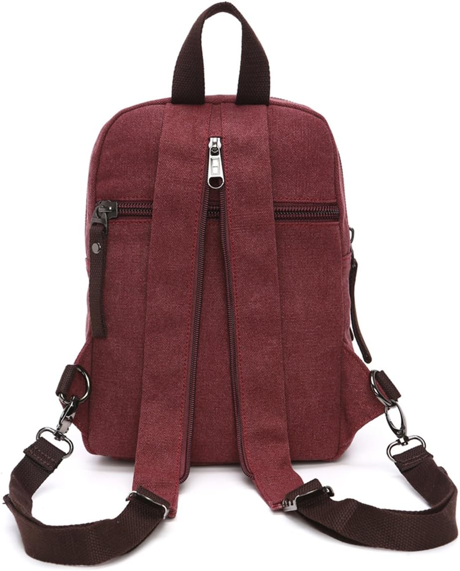Arbag Small Cute Backpack Vintage Casual Canvas Shoulder Bag Daypack 8528bag,Winered