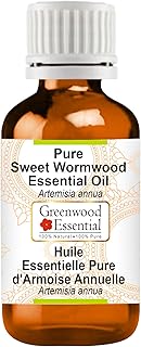 Greenwood Essential Sweet Wormwood Essential Oil (Artemisia annua) Pure | Non-Sticky | Non-Greasy | Lightweight | Men & Women | All Skin Types | Steam Distilled 15ml (0.50 oz)