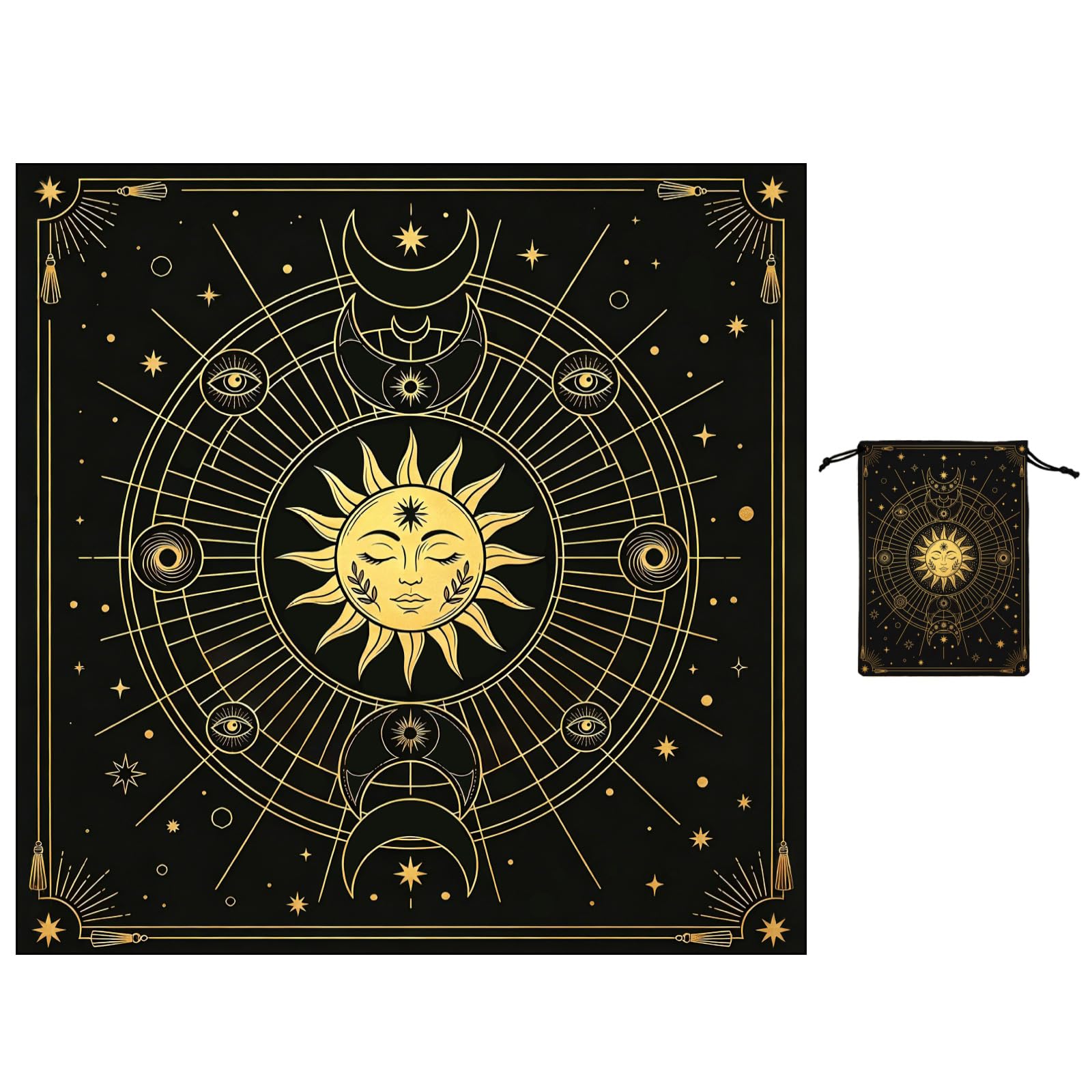 Nappe d'autel en velours brodé pour tarologie et accessoires wiccan