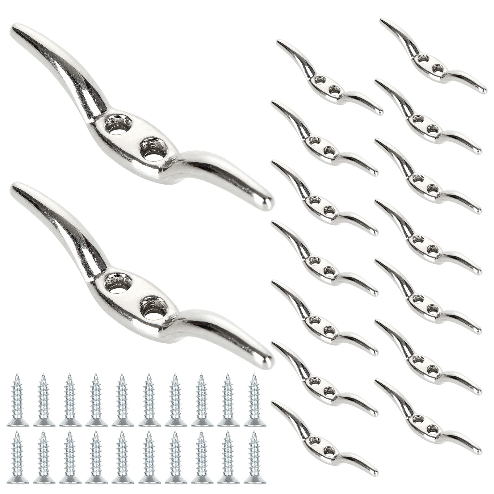 APACALI Metal Rope Cleats Boat Cleat 2 Inch 4 Inch 6 Inch Boat Flagpole Cleat Hook, Boat Deck Dock Cleats with Mounting Screws for Fixed Rope or Home