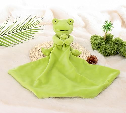 Miniatura 2 de Apricot Lamb Manta de seguridad de animales de peluche, rana verde, manta de personajes para bebé, manta de lujo para acurrucarse (rana verde, 13