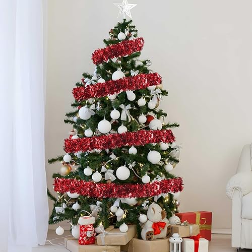 Miniatura 7 de Guirnalda de oropel de Navidad de 32.8 pies, guirnalda metálica colgante de oro brillante para decoración de árbol de Navidad, suministros de fiesta