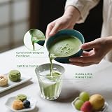 Matcha 7-częściowy zestaw do herbaty matcha, z miską do matchy z lejkiem i bambusowymi Chasami (100+ końcówek), uchwytem, łyżką, sitkiem, chusteczką, kompletny zestaw startowy ceremonialny