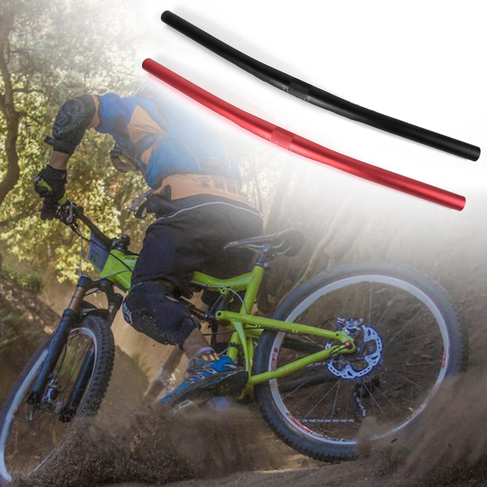 Manubrio dritto in lega di alluminio da 25,4 mm per biciclette da strada e MTB – 540 mm o 580 mm, 6061 forgiato, Nero/Rosso (nero 580MM)