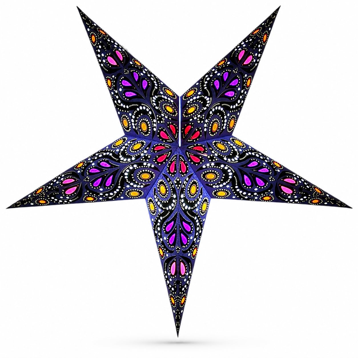 YEPSIO Lantern Lampshade Paper Star Light Shades Large 60cm Hanging Decorations for Christmas Wedding Home Decoration Birthday Party Foldable 5 Pointed Star (Blue, Black, Yellow) — image 1