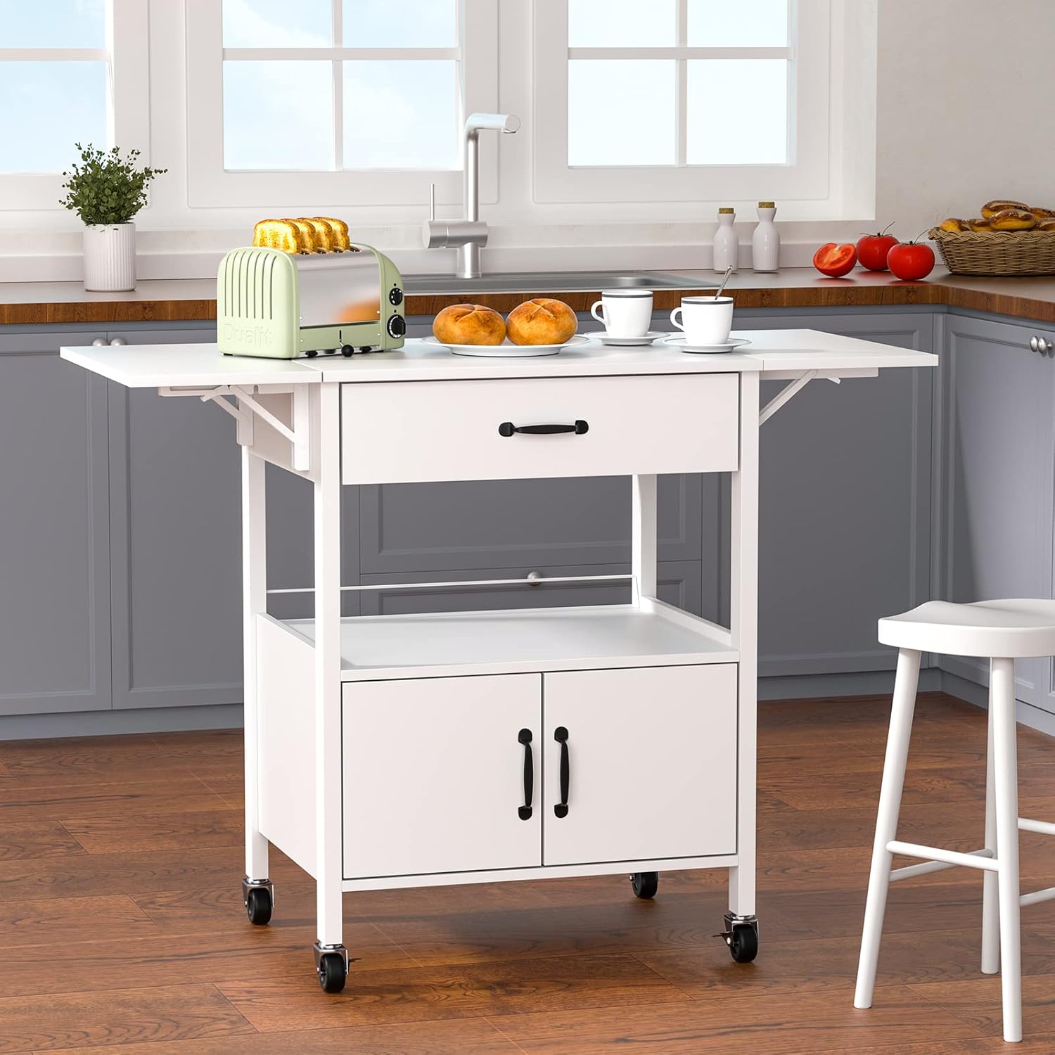 Buy Small Kitchen Island Carts on Wheels with 2 Drop Leaf, Portable