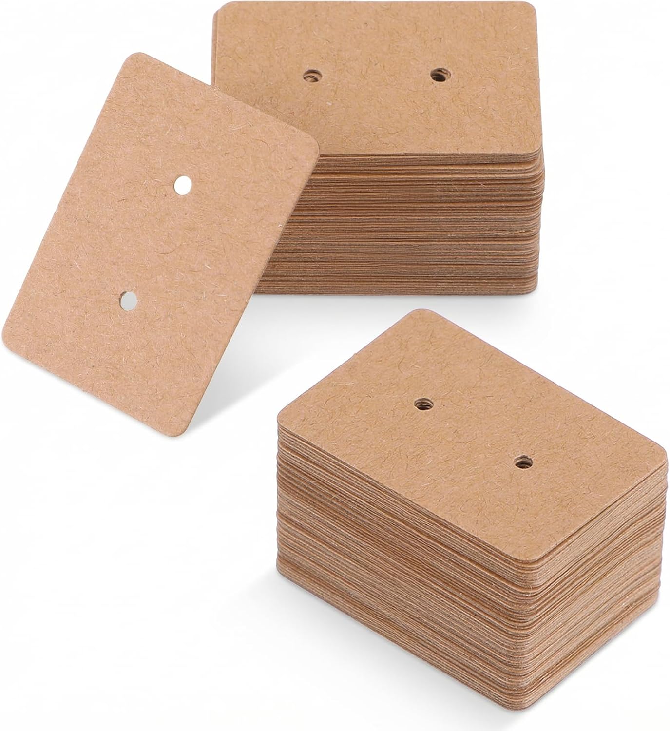 Earring Display Cards, 300 PCS Kraftpaper Ear Stud Card Brown Earring Cards with Holes, Hanging Earrings Packaging Tags Earrings Holder Card for Jewelry Display Selling Retail DIY Craft